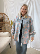 Favorite Floral Denim Shacket-Shackets-bibi-The Silo Boutique, Women's Fashion Boutique Located in Warren and Grand Forks North Dakota