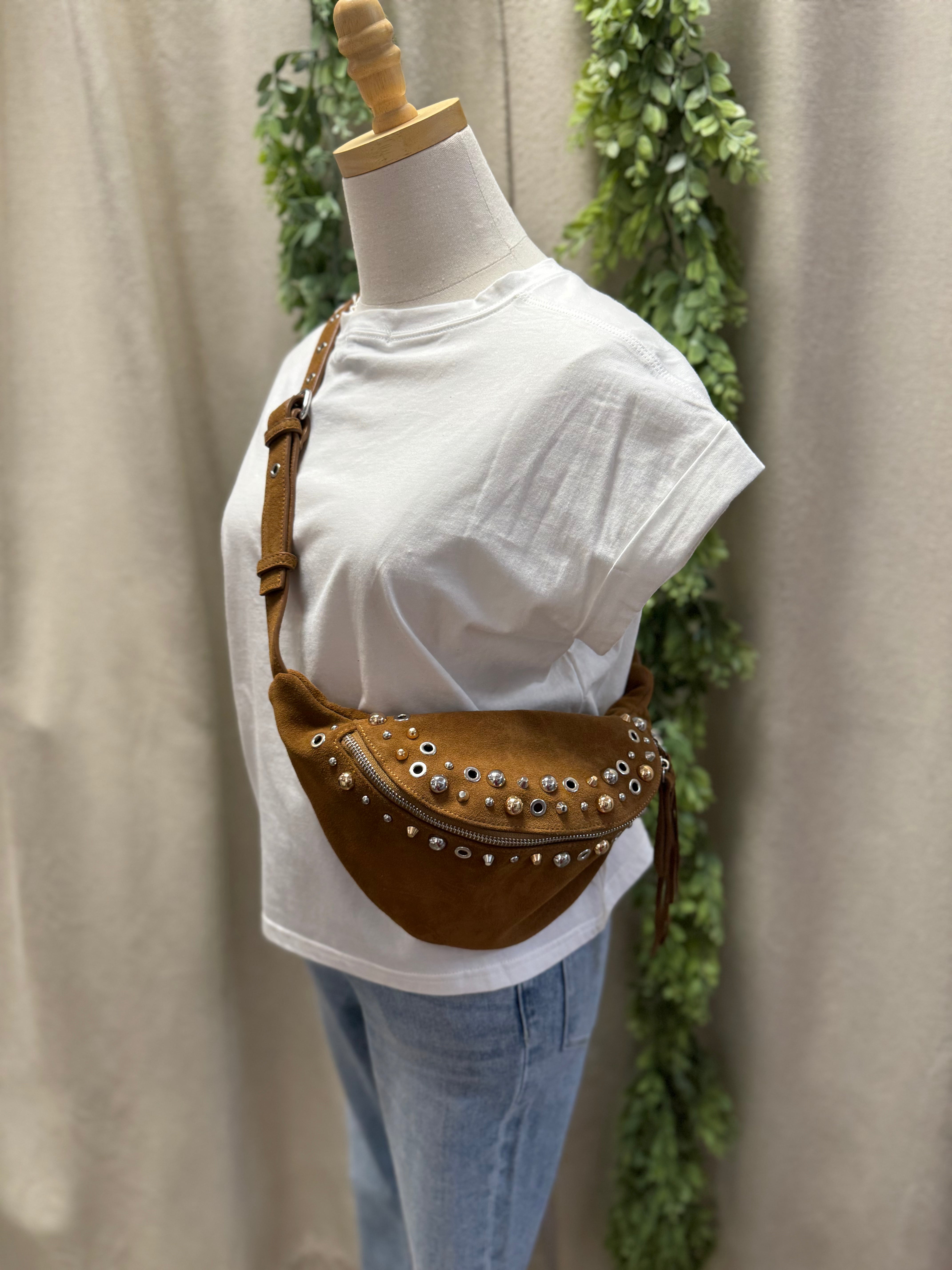 Moda Luxe Star Belt Bag-Cognac-Crossbody Purses-moda-The Silo Boutique, Women's Fashion Boutique Located in Warren and Grand Forks North Dakota