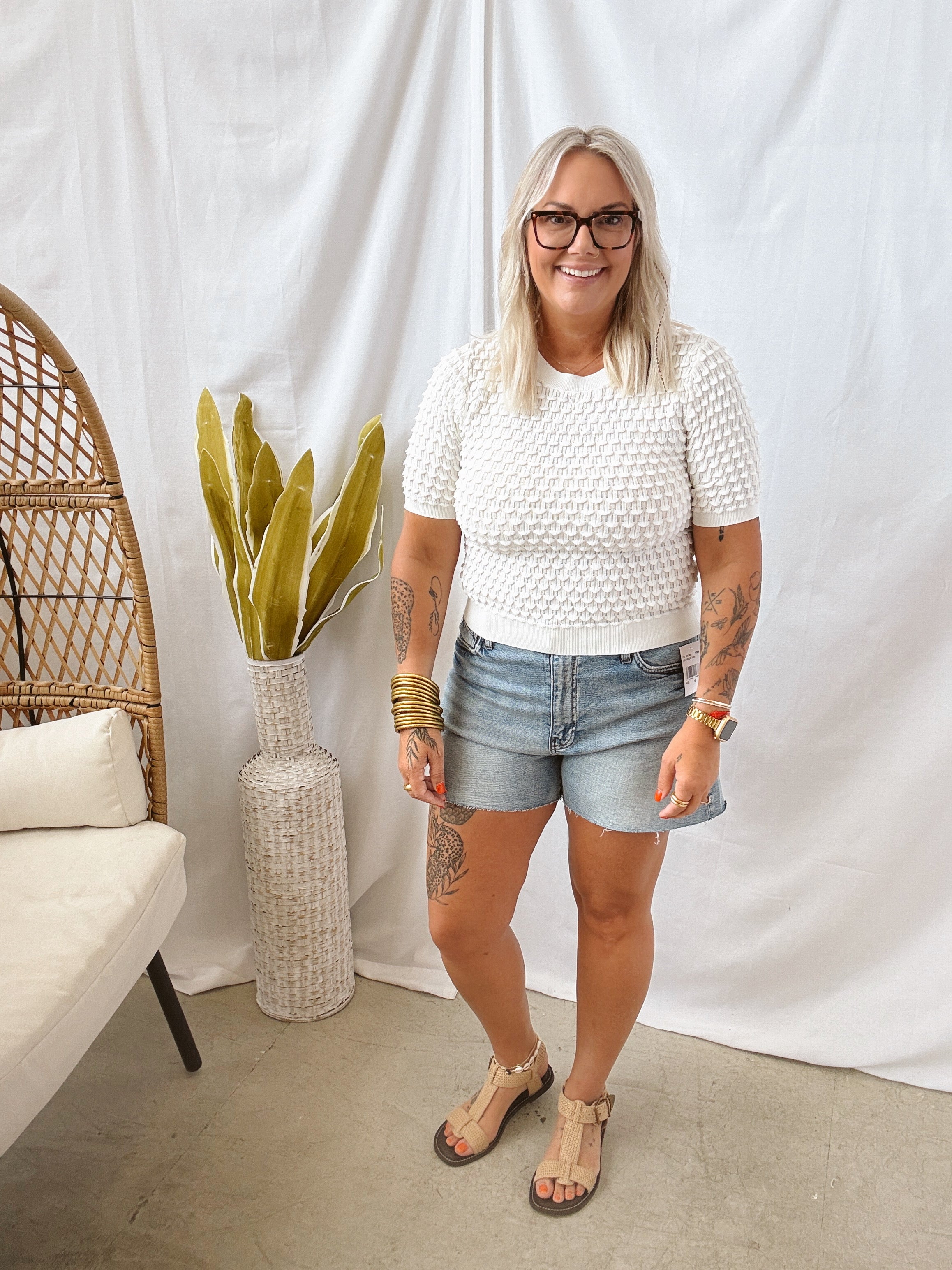 Bubble Textured Knit Top-White-Short Sleeve Tops-listicle-The Silo Boutique, Women's Fashion Boutique Located in Warren and Grand Forks North Dakota