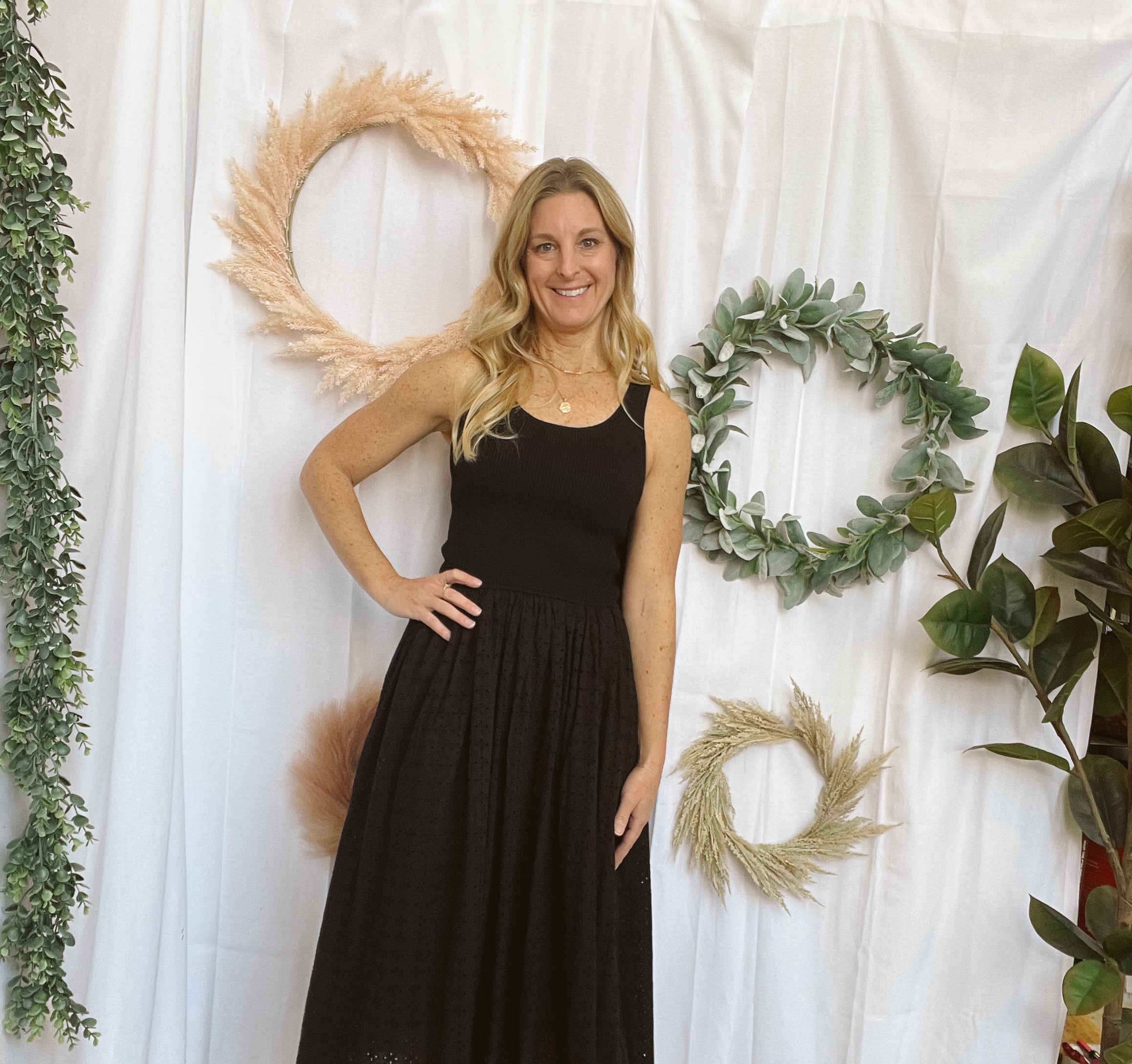 Elan Combo Long Dress- Black-Dresses-elan-The Silo Boutique, Women's Fashion Boutique Located in Warren and Grand Forks North Dakota