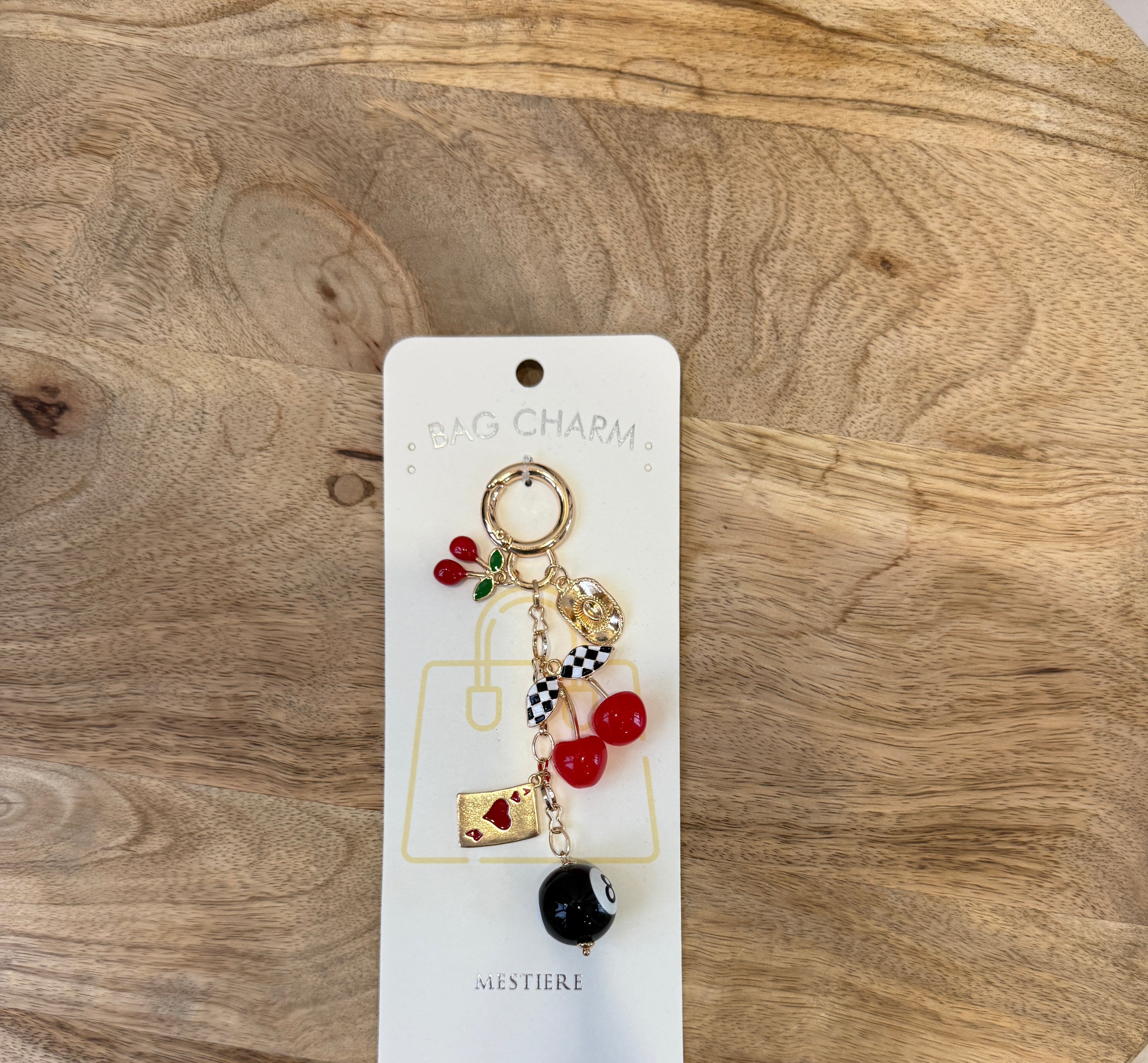 Retro Cherry 8-Ball Key Bag Chain-Final Sale-Keychains-Sensibling Corp.-The Silo Boutique, Women's Fashion Boutique Located in Warren and Grand Forks North Dakota