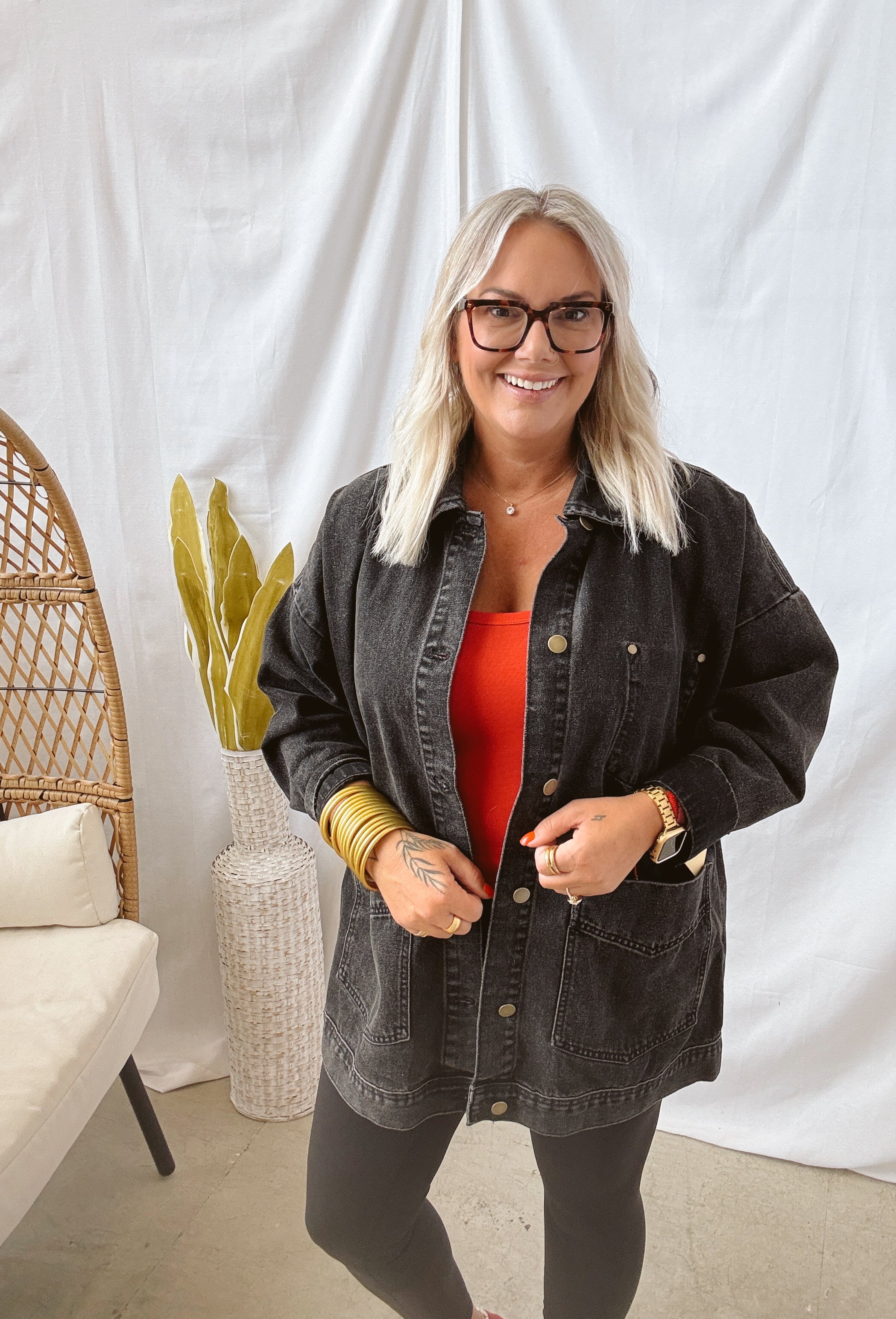Black Denim Boxy Cut Jacket-Coats & Jackets-mono b-The Silo Boutique, Women's Fashion Boutique Located in Warren and Grand Forks North Dakota