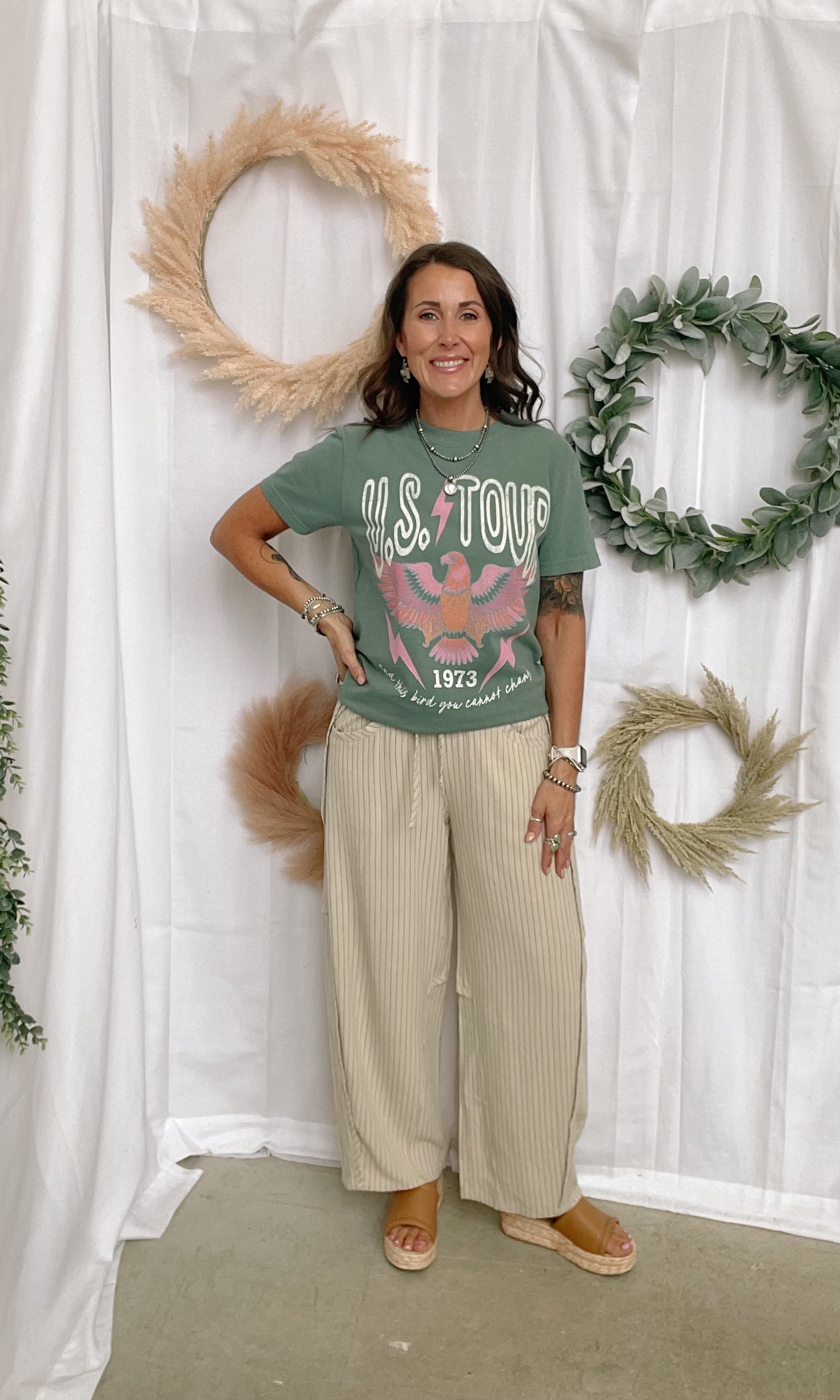 The Lovey Striped Pants-Oatmeal-The Silo Boutique-The Silo Boutique, Women's Fashion Boutique Located in Warren and Grand Forks North Dakota