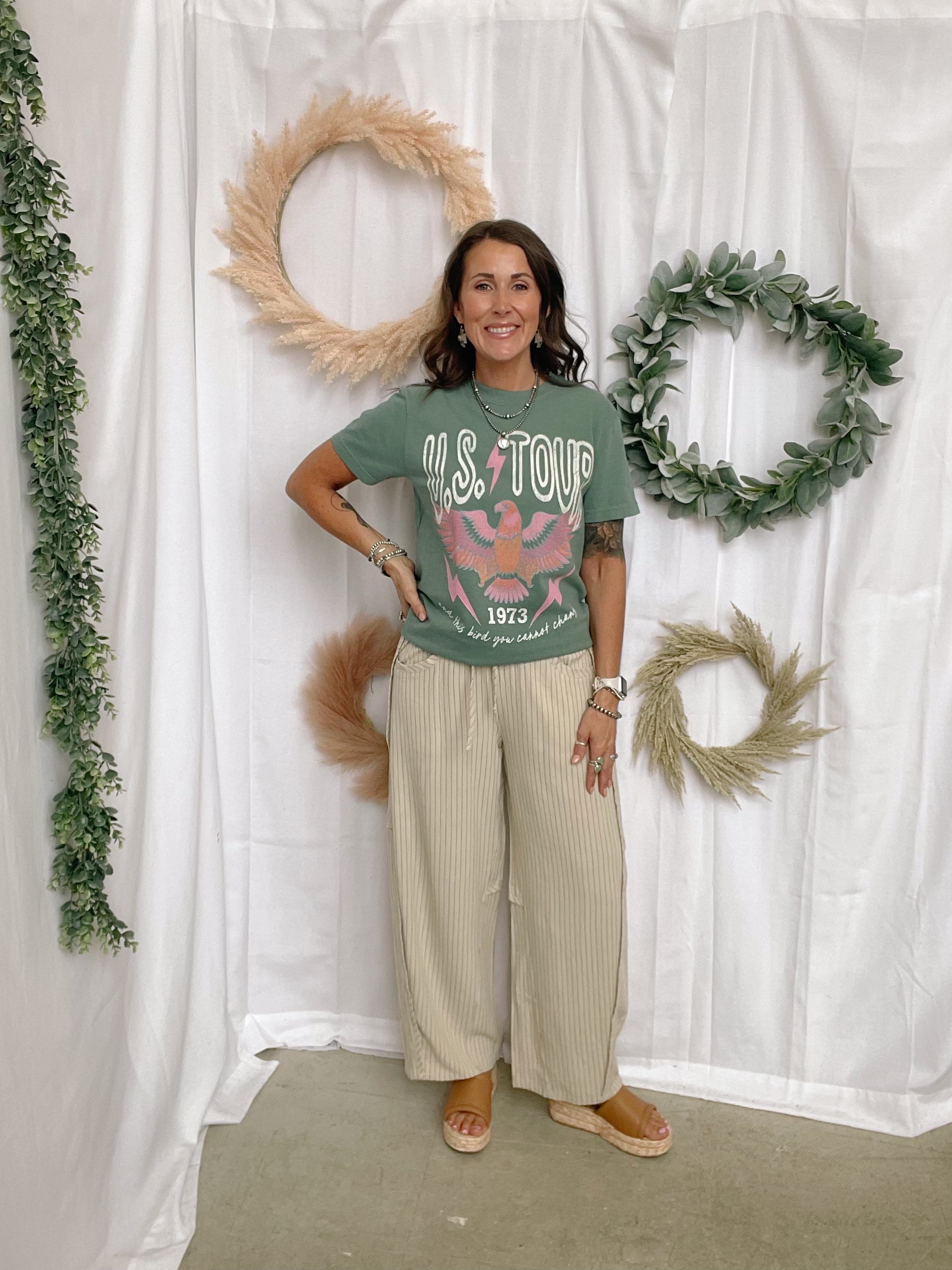The Lovey Striped Pants-Oatmeal-The Silo Boutique-The Silo Boutique, Women's Fashion Boutique Located in Warren and Grand Forks North Dakota