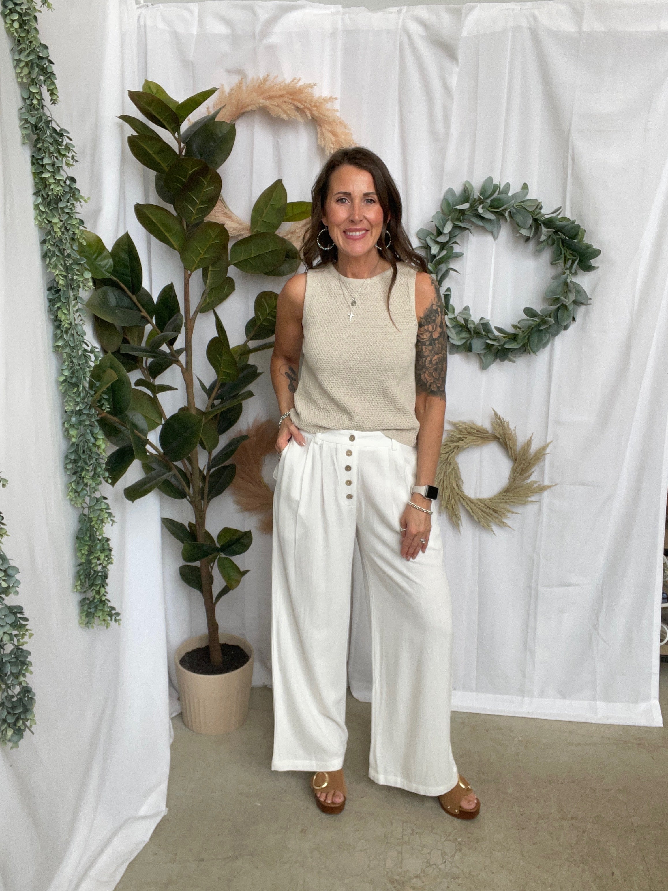 Allie Natural Crochet Tank Top-Tank Tops-allie Rose-The Silo Boutique, Women's Fashion Boutique Located in Warren and Grand Forks North Dakota