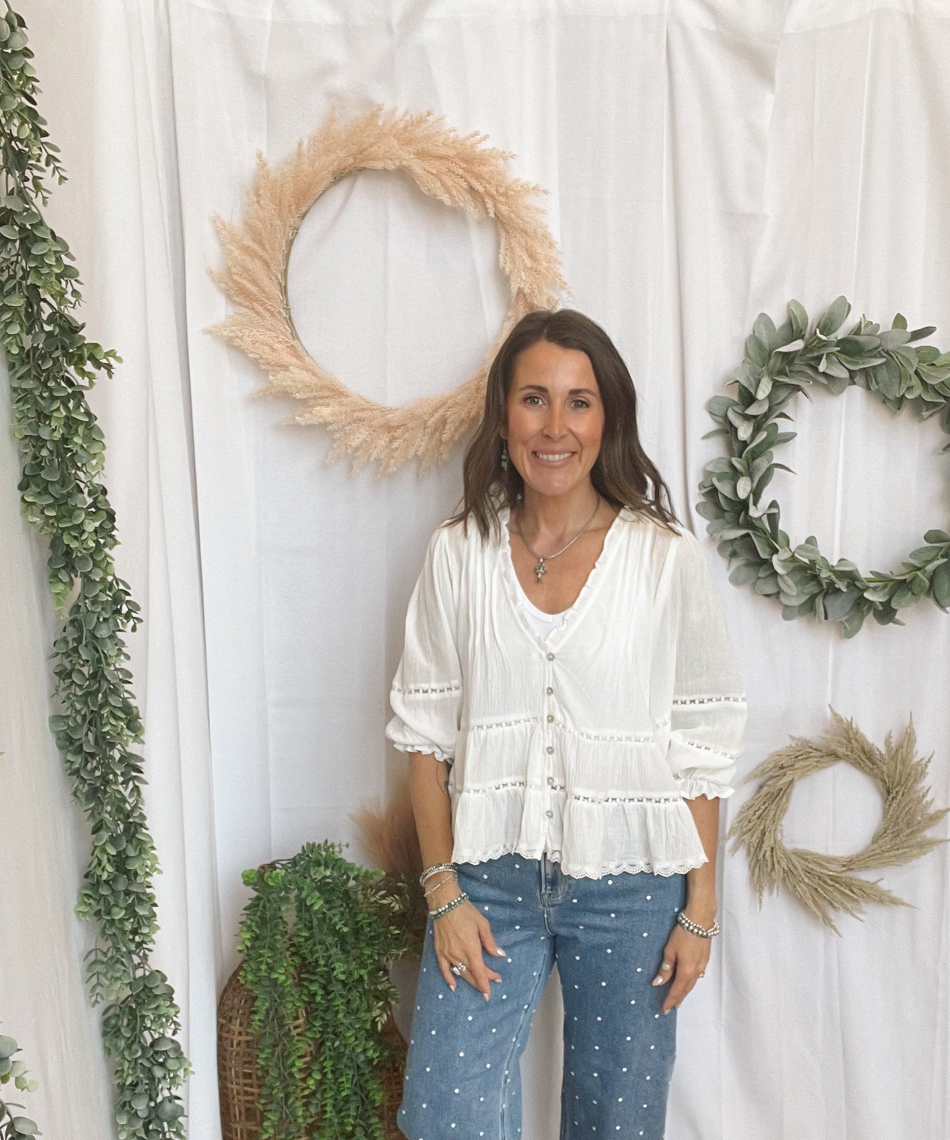 Risen Polka Dot Barrel Jeans-Jeans-risen-The Silo Boutique, Women's Fashion Boutique Located in Warren and Grand Forks North Dakota