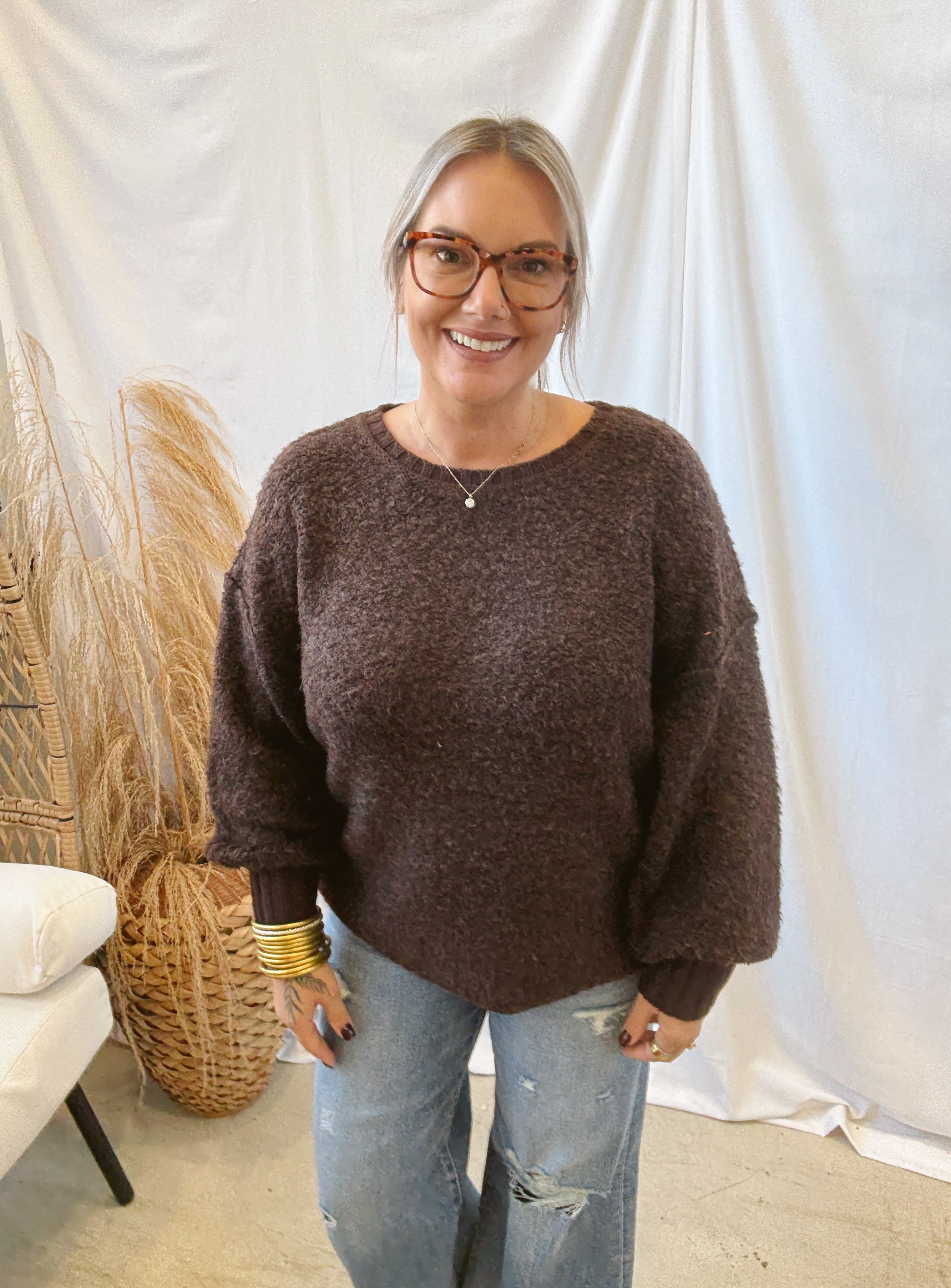Sadie & Sage Karlie Sweater-Dark Brown-Sweaters-sadie sage-The Silo Boutique, Women's Fashion Boutique Located in Warren and Grand Forks North Dakota