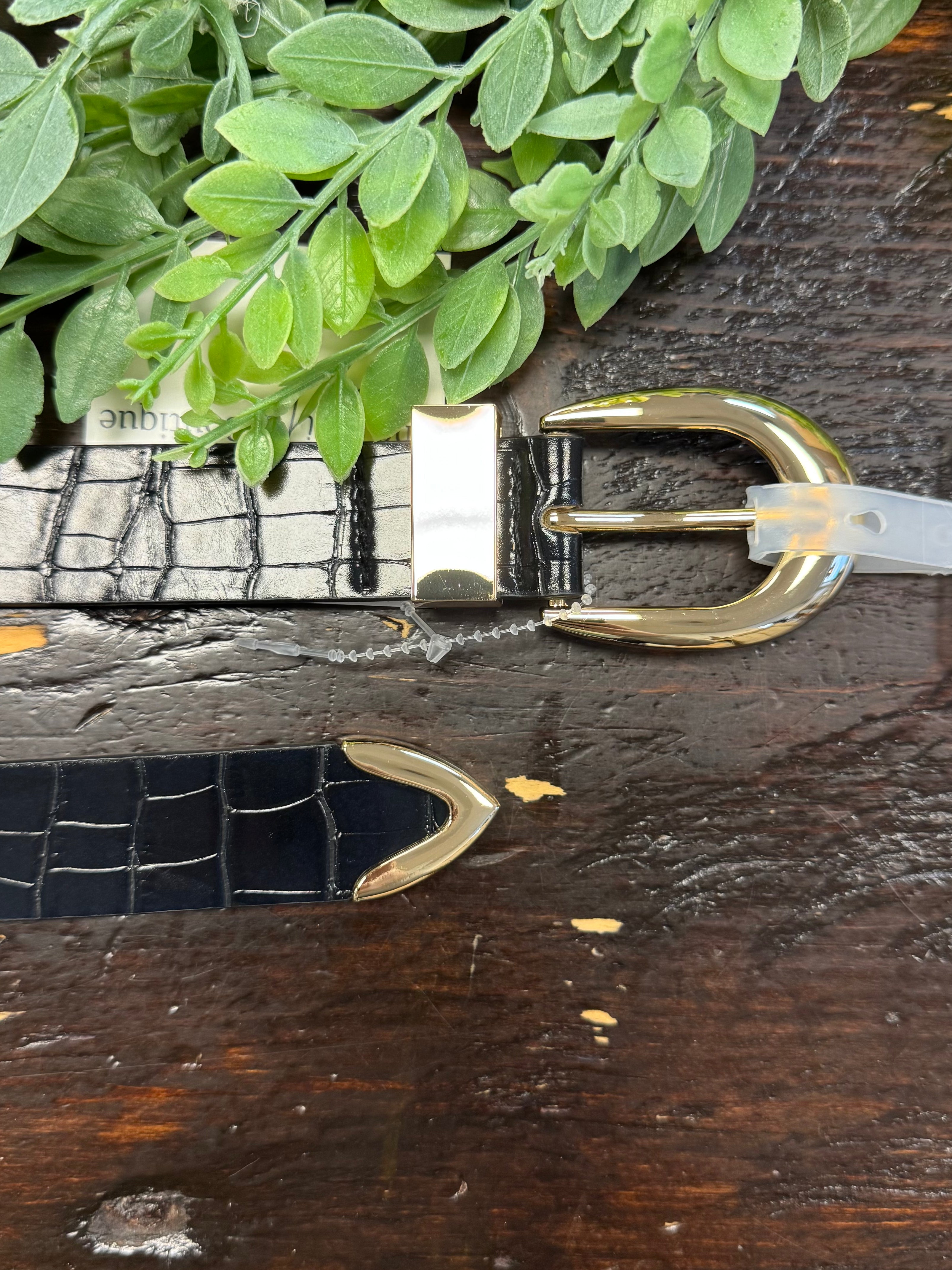 Faux Alligator Belt-Black-Belts-Fame-The Silo Boutique, Women's Fashion Boutique Located in Warren and Grand Forks North Dakota