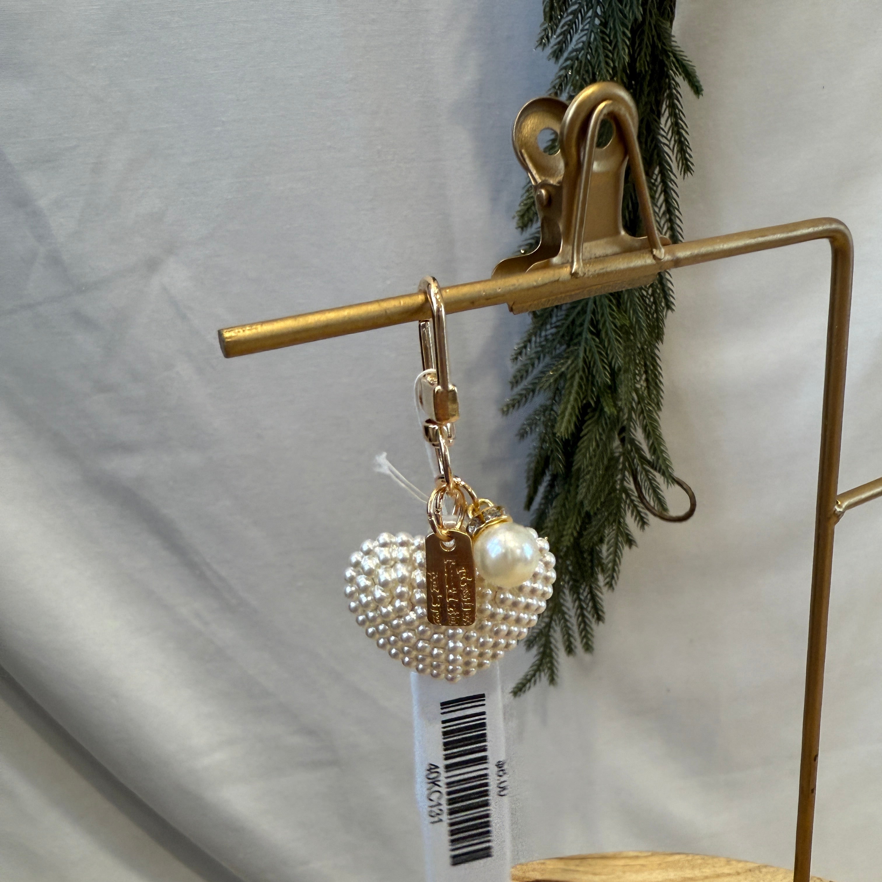 Puffy Pearl Heart Bag Charm-Keychains-joss-The Silo Boutique, Women's Fashion Boutique Located in Warren and Grand Forks North Dakota