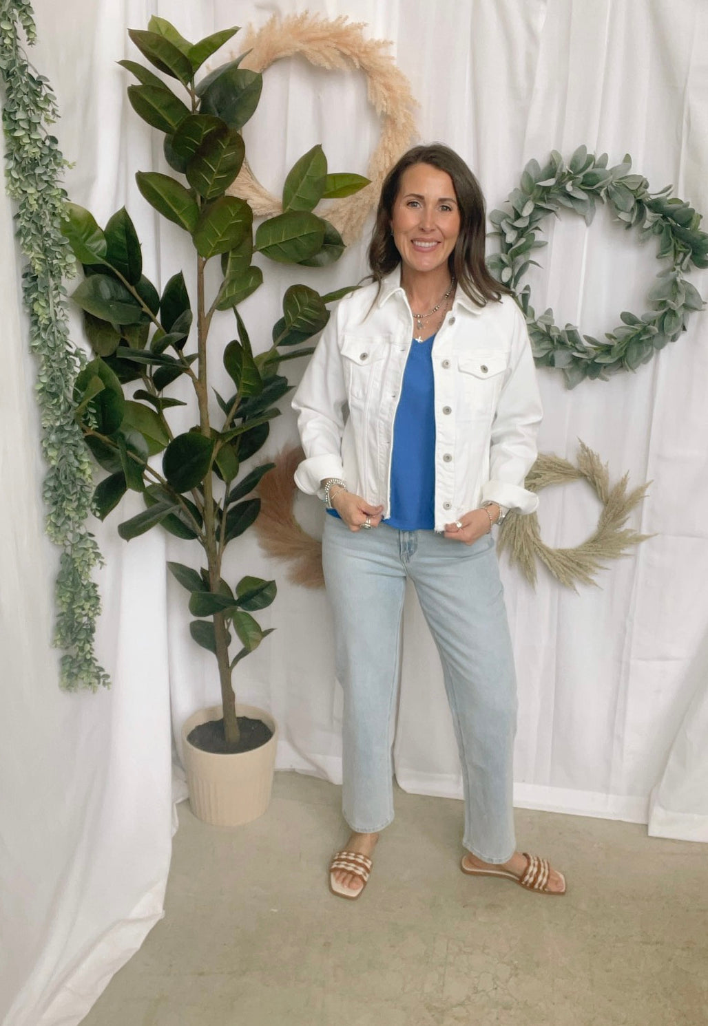 Mica Raw Hem White Jacket-Coats & Jackets-mica-The Silo Boutique, Women's Fashion Boutique Located in Warren and Grand Forks North Dakota