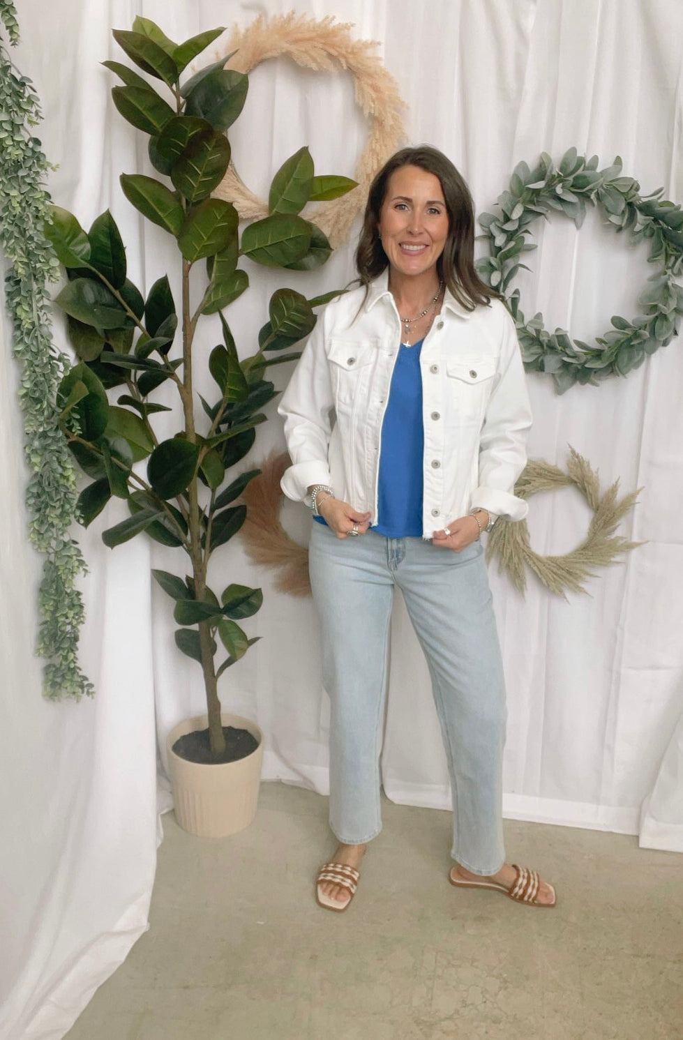 Mica Raw Hem White Jacket-Coats & Jackets-mica-The Silo Boutique, Women's Fashion Boutique Located in Warren and Grand Forks North Dakota