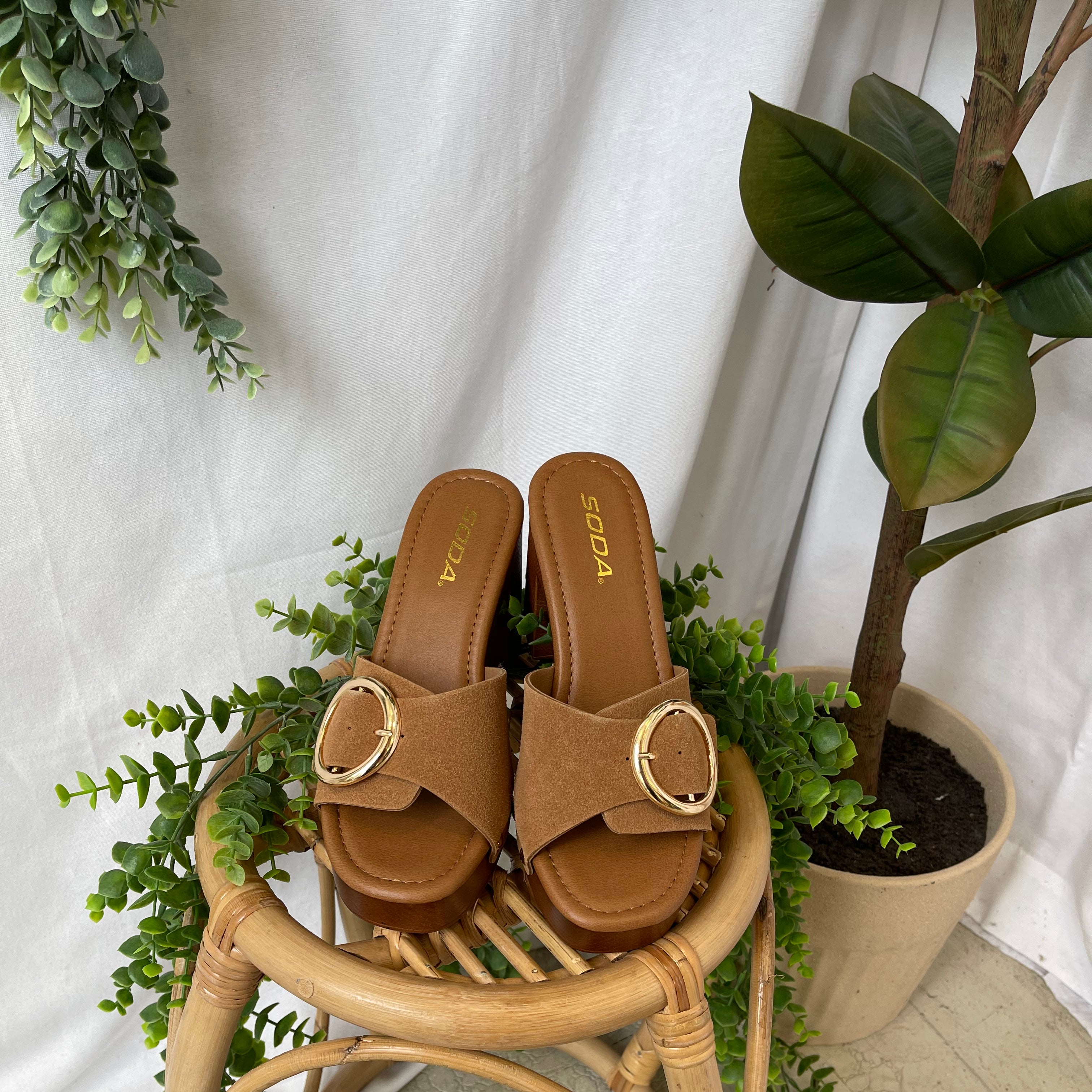 Soda Citrus Brown Sandal-Shoes-soda-The Silo Boutique, Women's Fashion Boutique Located in Warren and Grand Forks North Dakota