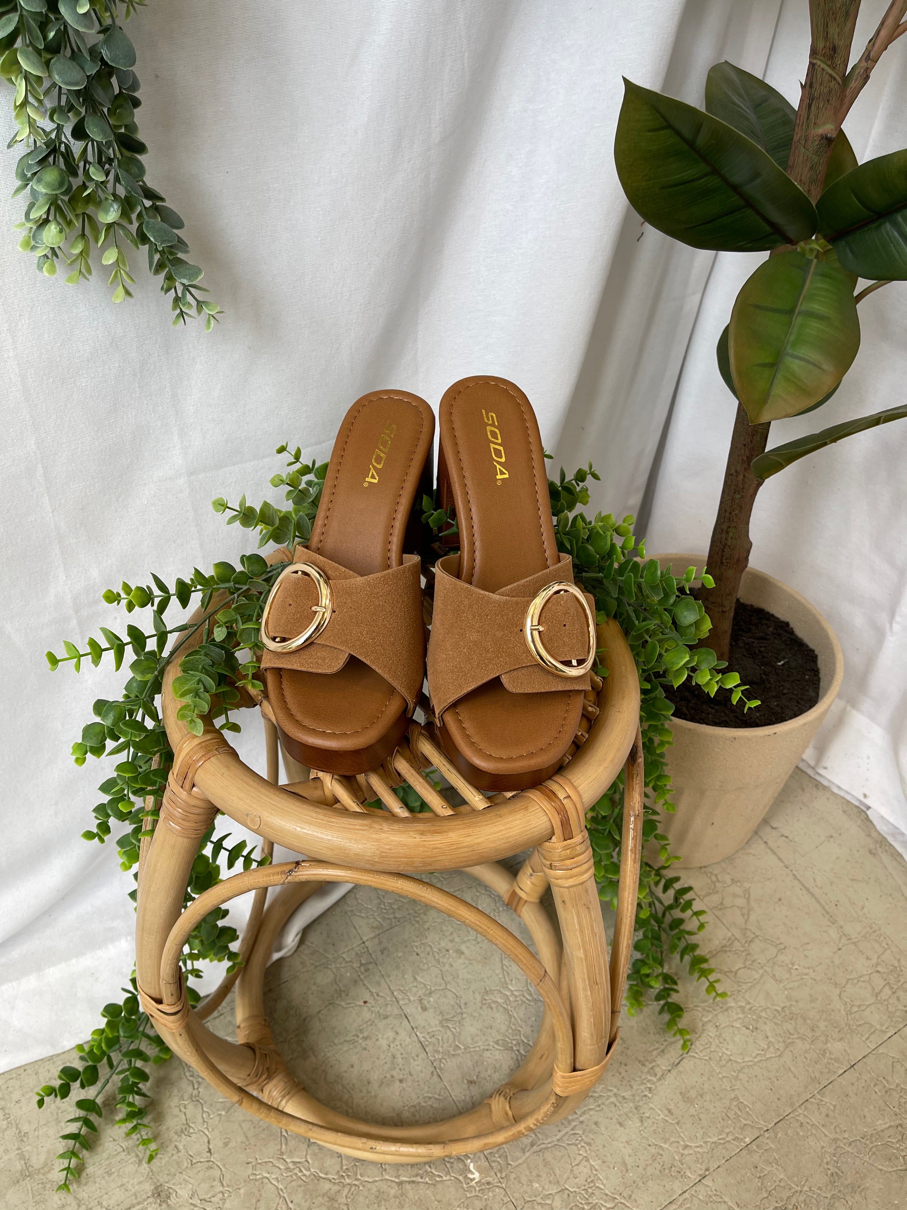 Soda Citrus Brown Sandal-Shoes-soda-The Silo Boutique, Women's Fashion Boutique Located in Warren and Grand Forks North Dakota