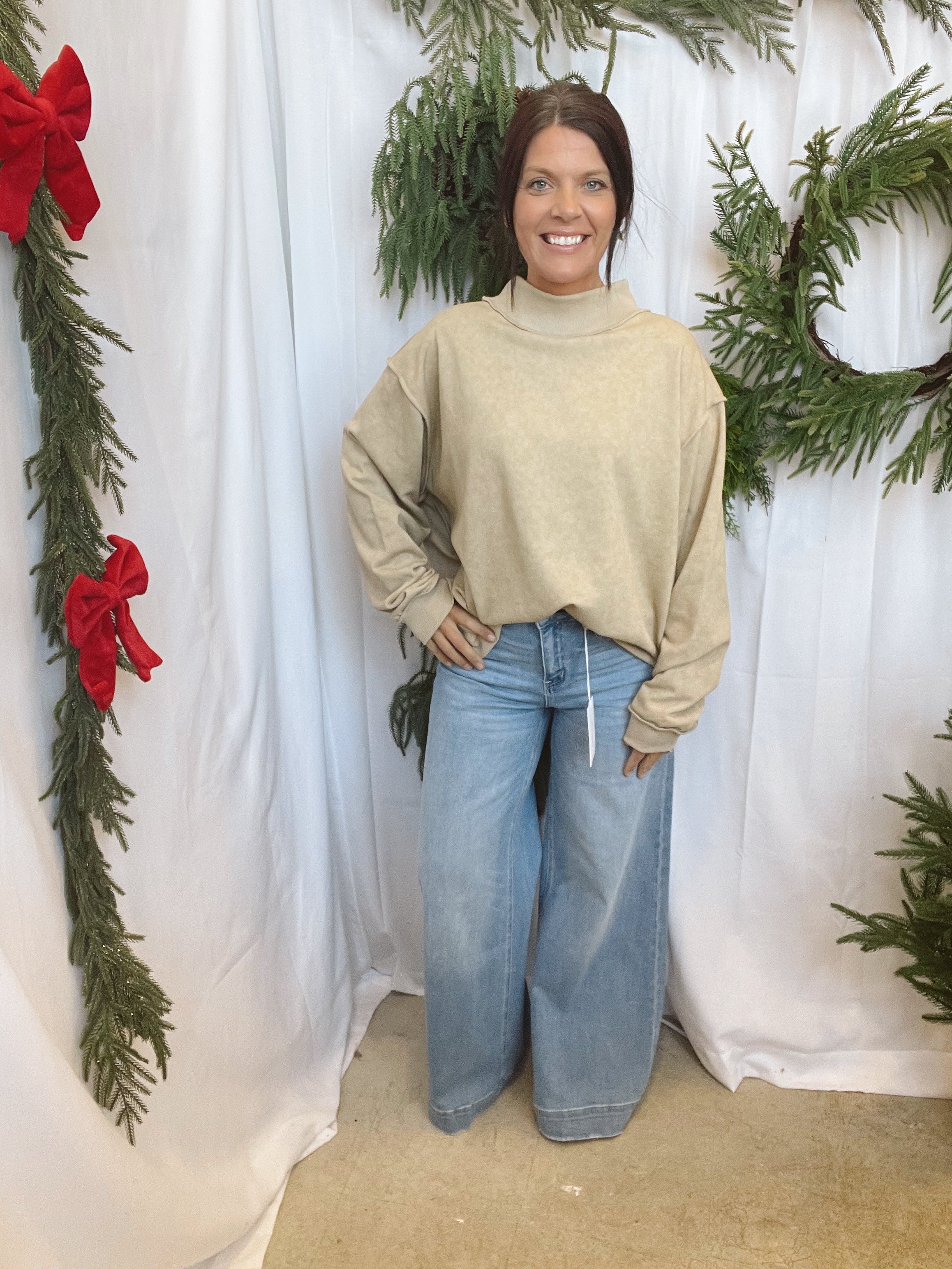 Taupe Favorite Sweatshirt-Sweatshirts-bucketlist-The Silo Boutique, Women's Fashion Boutique Located in Warren and Grand Forks North Dakota