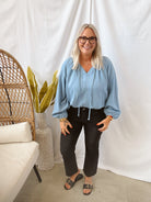 Easy Denim Chambray Top-Long Sleeve Tops-easel-The Silo Boutique, Women's Fashion Boutique Located in Warren and Grand Forks North Dakota