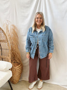Chestnut Striped Side Pocket Pants-Pants-eesome-The Silo Boutique, Women's Fashion Boutique Located in Warren and Grand Forks North Dakota