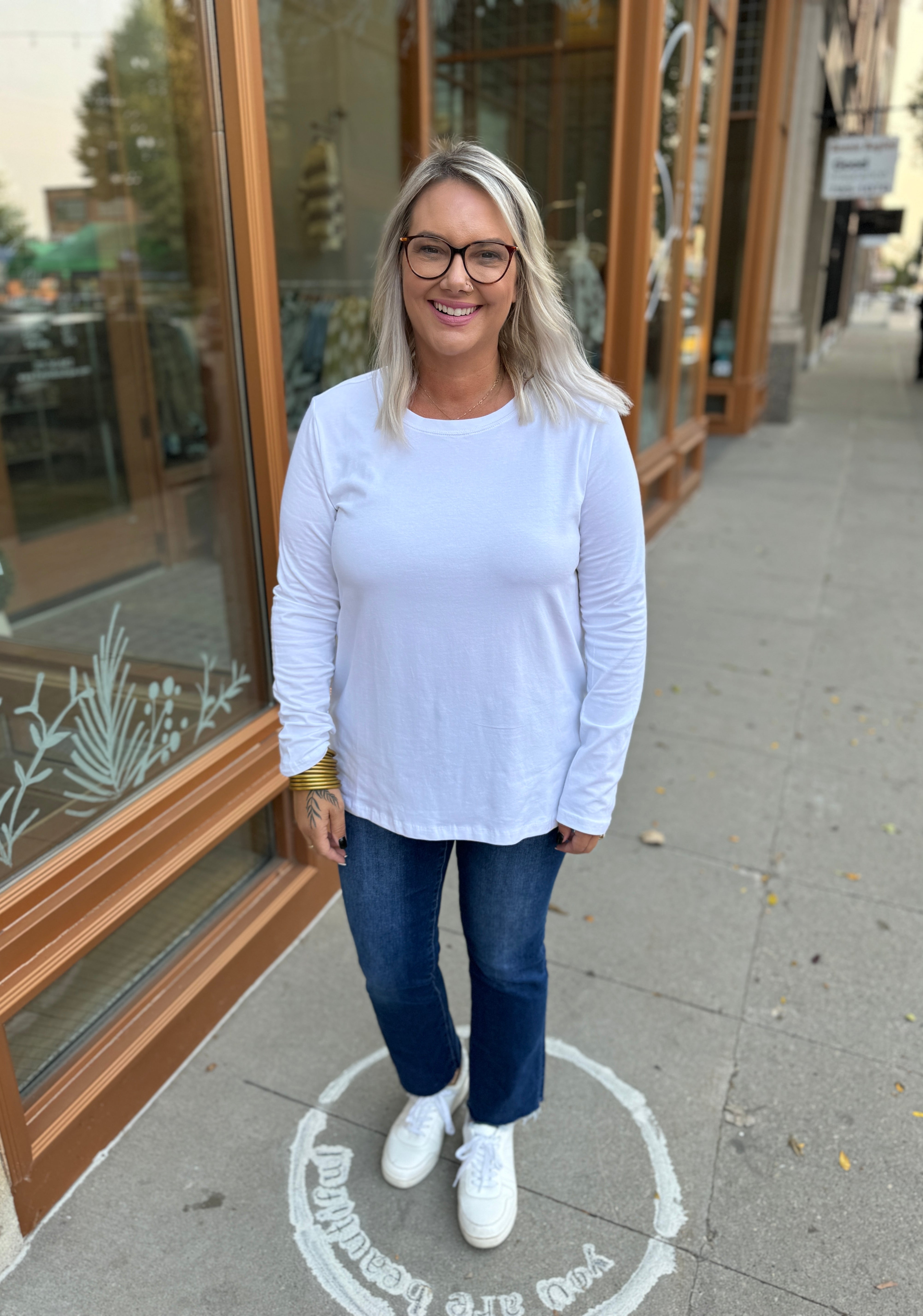 Connie Crew Neck Long Sleeve Top-White-Long Sleeve Tops-Zenana-The Silo Boutique, Women's Fashion Boutique Located in Warren and Grand Forks North Dakota