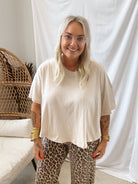 Zen Short Sleeve Crop Top-Beige-Short Sleeve Tops-Zenana-The Silo Boutique, Women's Fashion Boutique Located in Warren and Grand Forks North Dakota