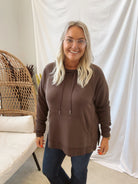 Laguna Hooded Sweatshirt-Espresso-Sweatshirts-mono b-The Silo Boutique, Women's Fashion Boutique Located in Warren and Grand Forks North Dakota