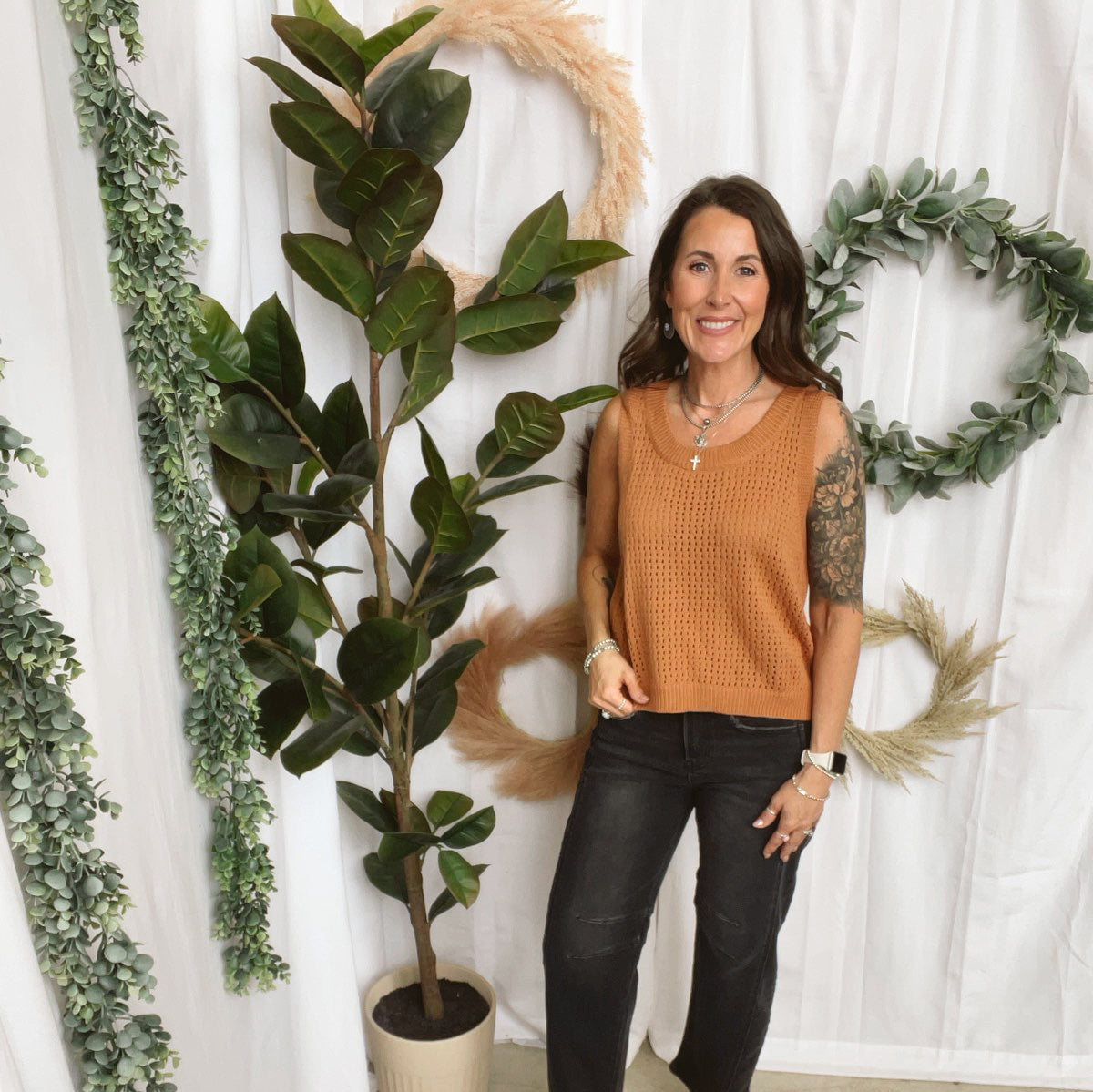 Casual Knit Sweater Tank-Caramel-Tank Tops-cozy co-The Silo Boutique, Women's Fashion Boutique Located in Warren and Grand Forks North Dakota
