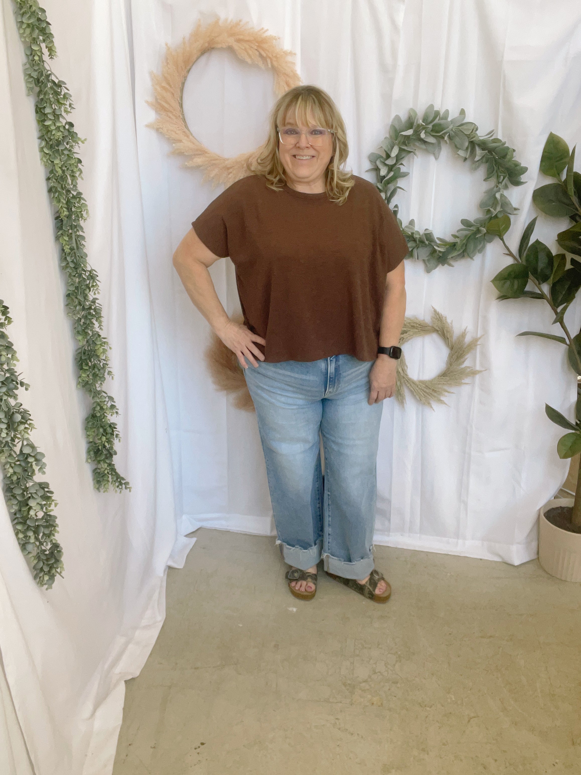 Julie Slub Oversized Tee-Short Sleeve Tops-Zenana-The Silo Boutique, Women's Fashion Boutique Located in Warren and Grand Forks North Dakota