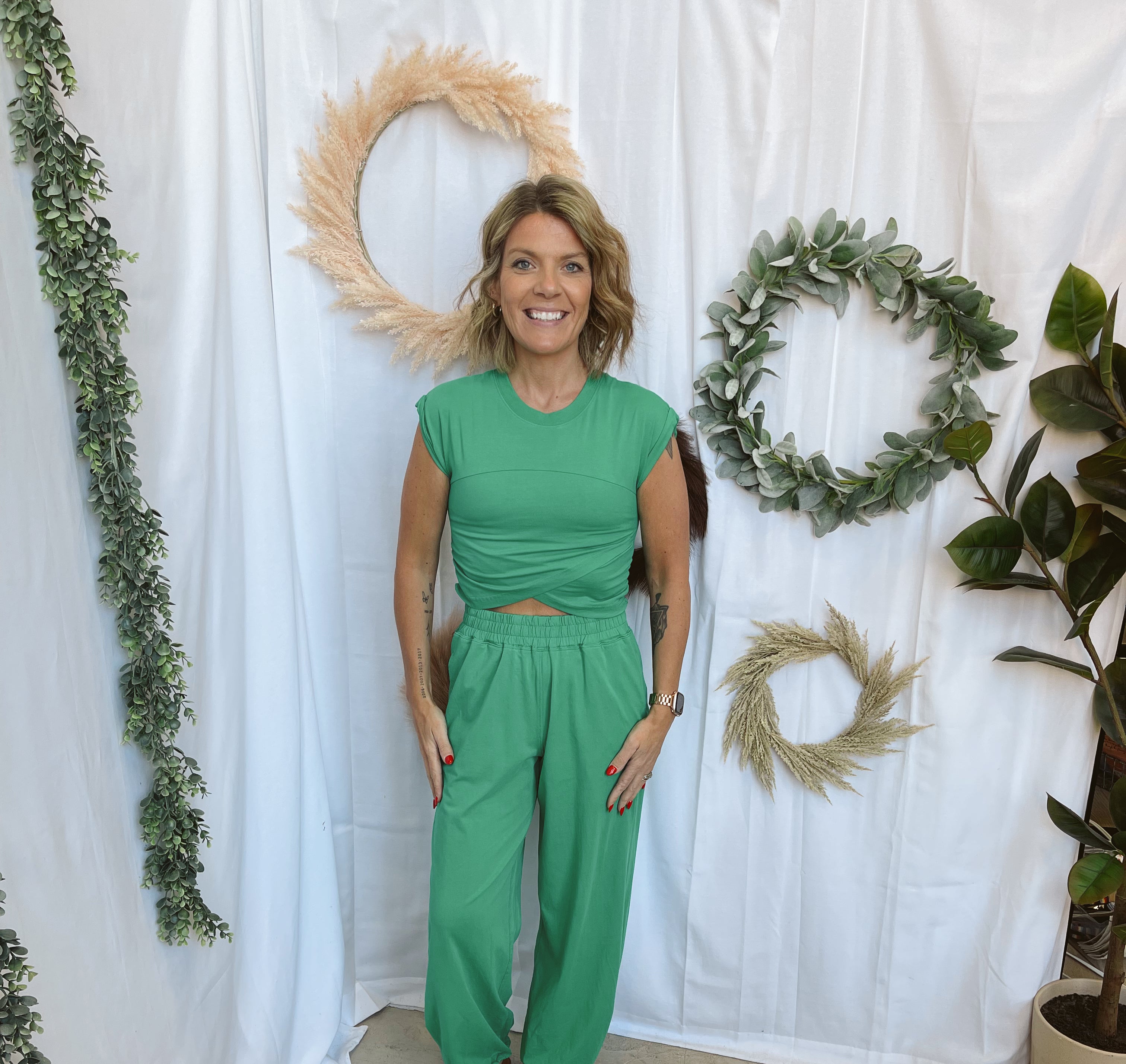 Rae Crossover Set-Green-Outfit Sets-rae mode-The Silo Boutique, Women's Fashion Boutique Located in Warren and Grand Forks North Dakota