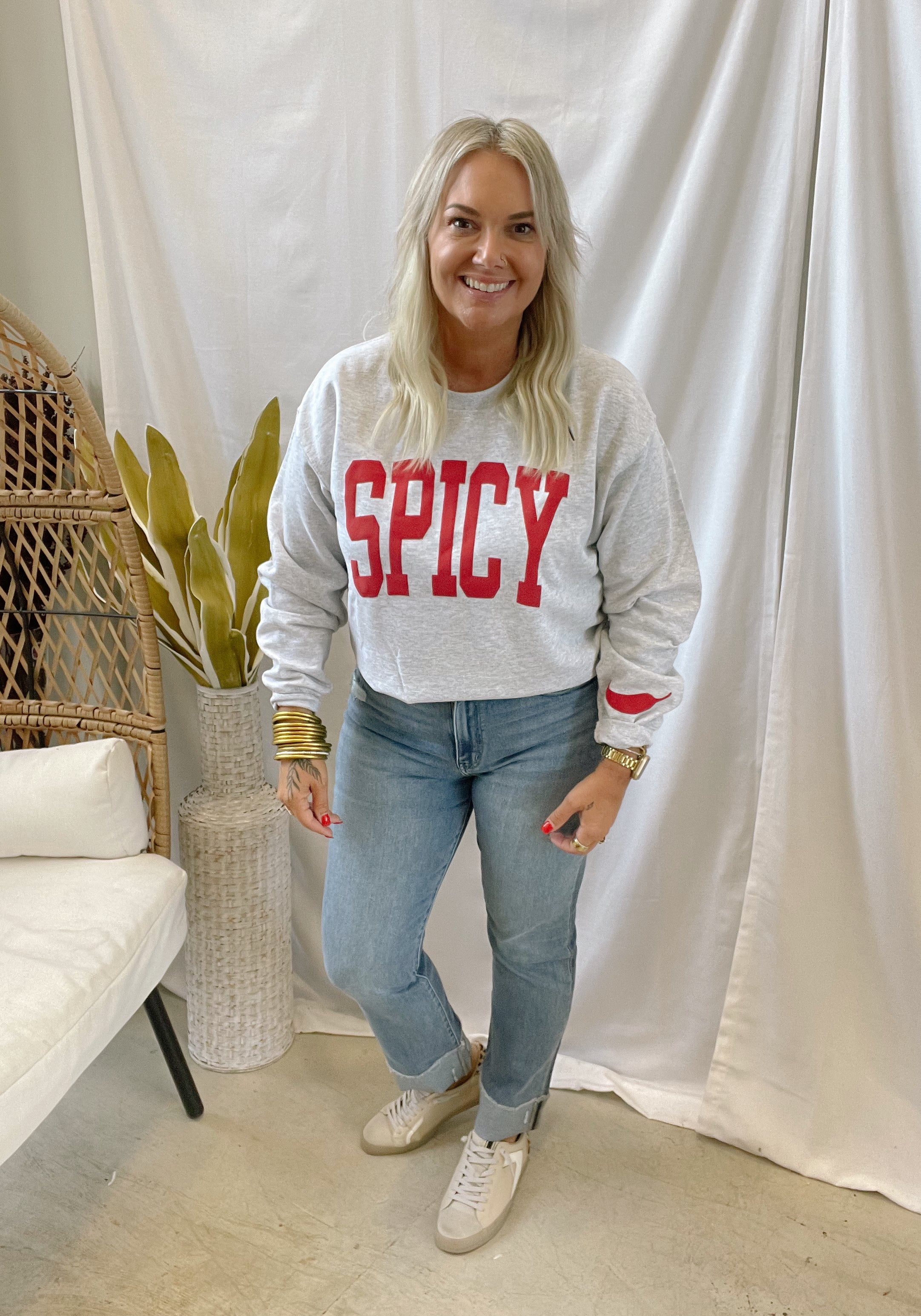 Spicy Sweatshirt-Sweatshirts-birdie-The Silo Boutique, Women's Fashion Boutique Located in Warren and Grand Forks North Dakota