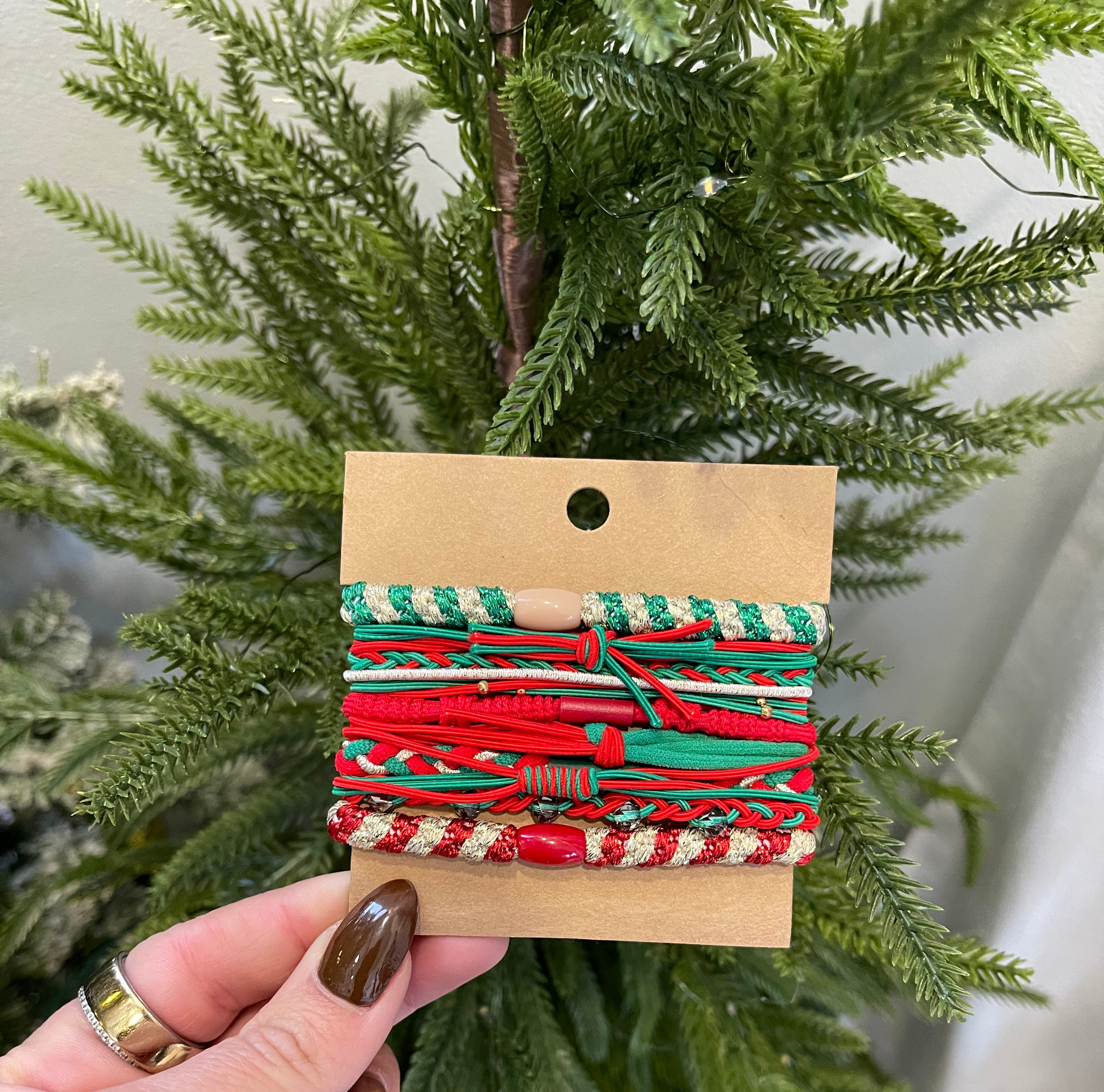 Christmas Hair Ties Bracelets-Hair Accessories-city-The Silo Boutique, Women's Fashion Boutique Located in Warren and Grand Forks North Dakota