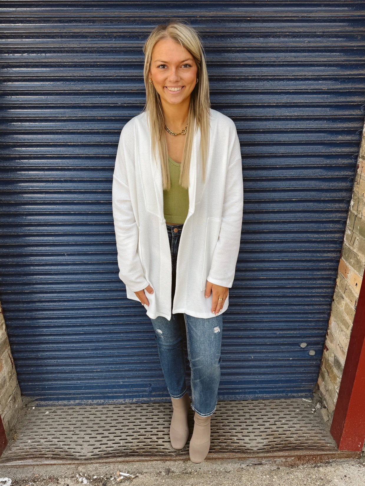 Cloudy Knit Cardigan-White-Cardigans-tres bien-The Silo Boutique, Women's Fashion Boutique Located in Warren and Grand Forks North Dakota