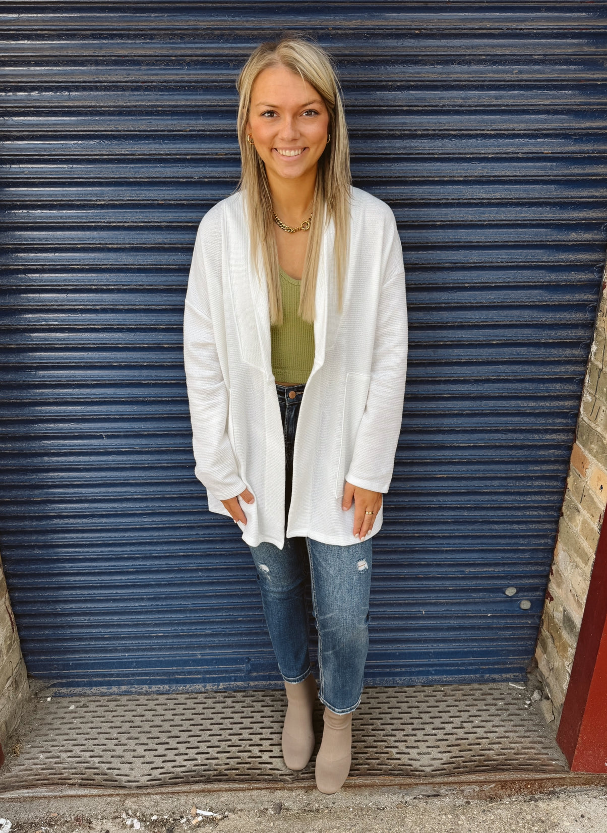 Cloudy Knit Cardigan-White-Cardigans-tres bien-The Silo Boutique, Women's Fashion Boutique Located in Warren and Grand Forks North Dakota