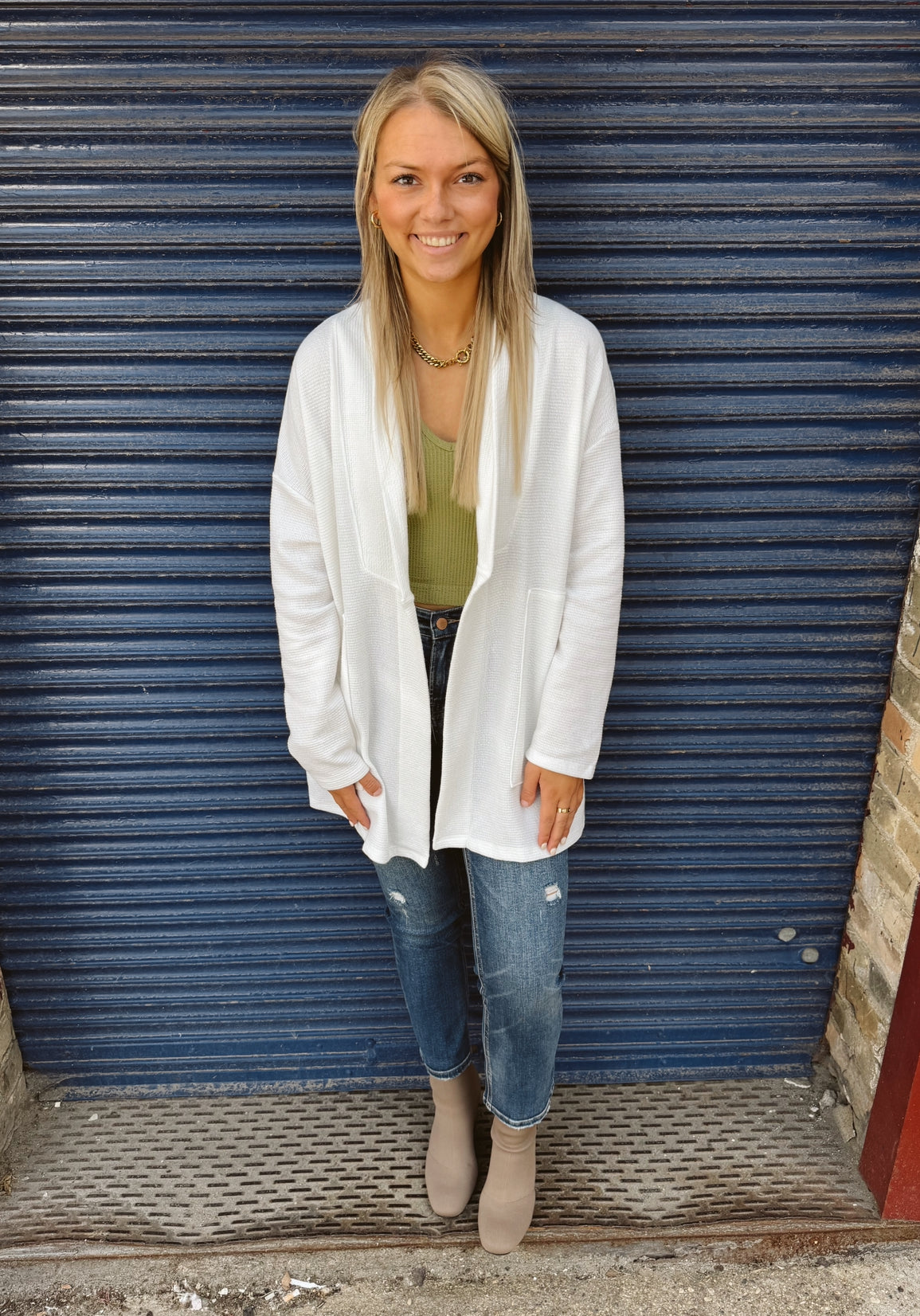 Cloudy Knit Cardigan-White-Cardigans-tres bien-The Silo Boutique, Women's Fashion Boutique Located in Warren and Grand Forks North Dakota