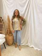 Mustard Combo Flannel-Long Sleeve Tops-hem and thread-The Silo Boutique, Women's Fashion Boutique Located in Warren and Grand Forks North Dakota