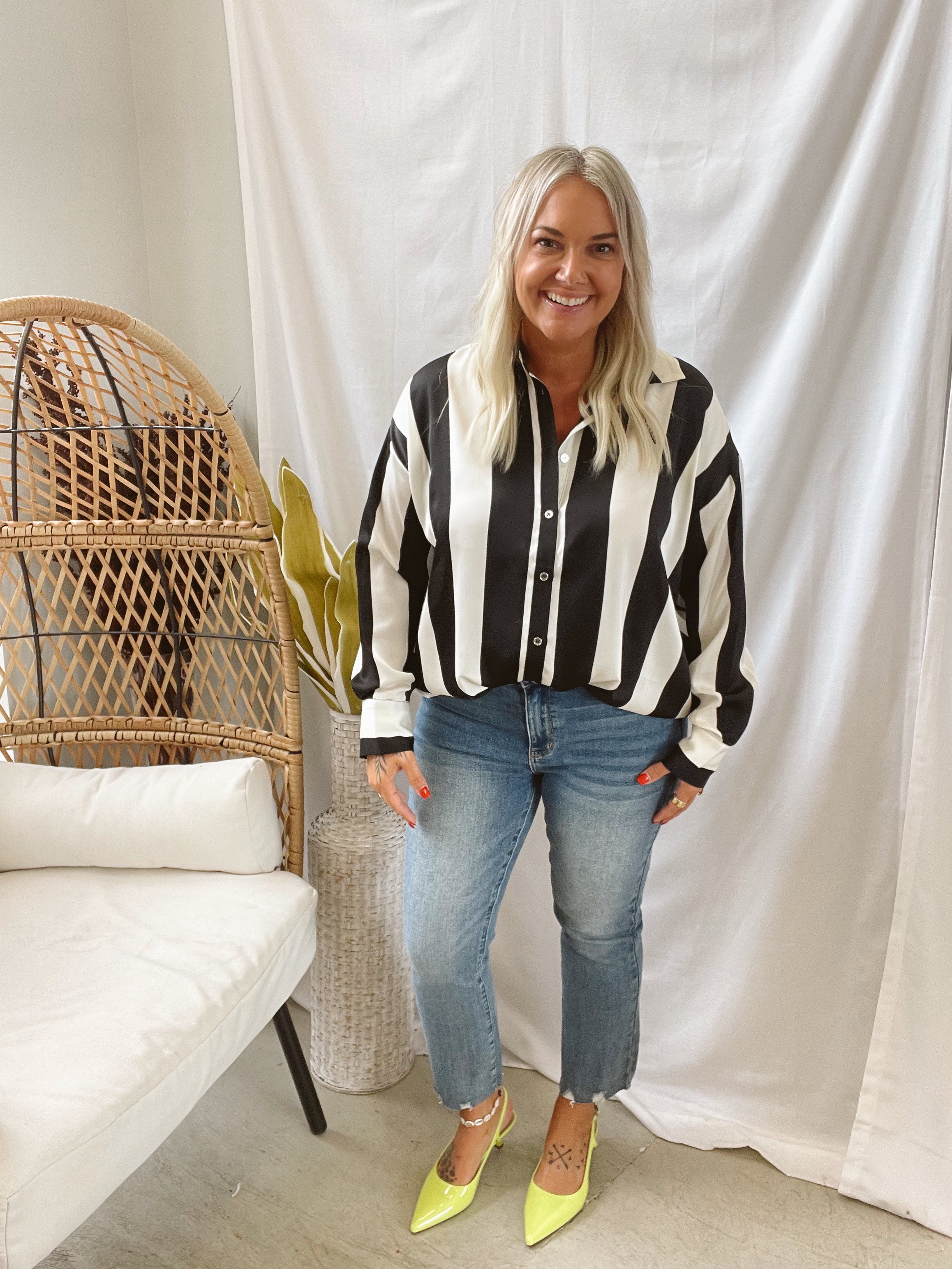 Black and Ivory Satin Top-Long Sleeve Tops-anniewear-The Silo Boutique, Women's Fashion Boutique Located in Warren and Grand Forks North Dakota