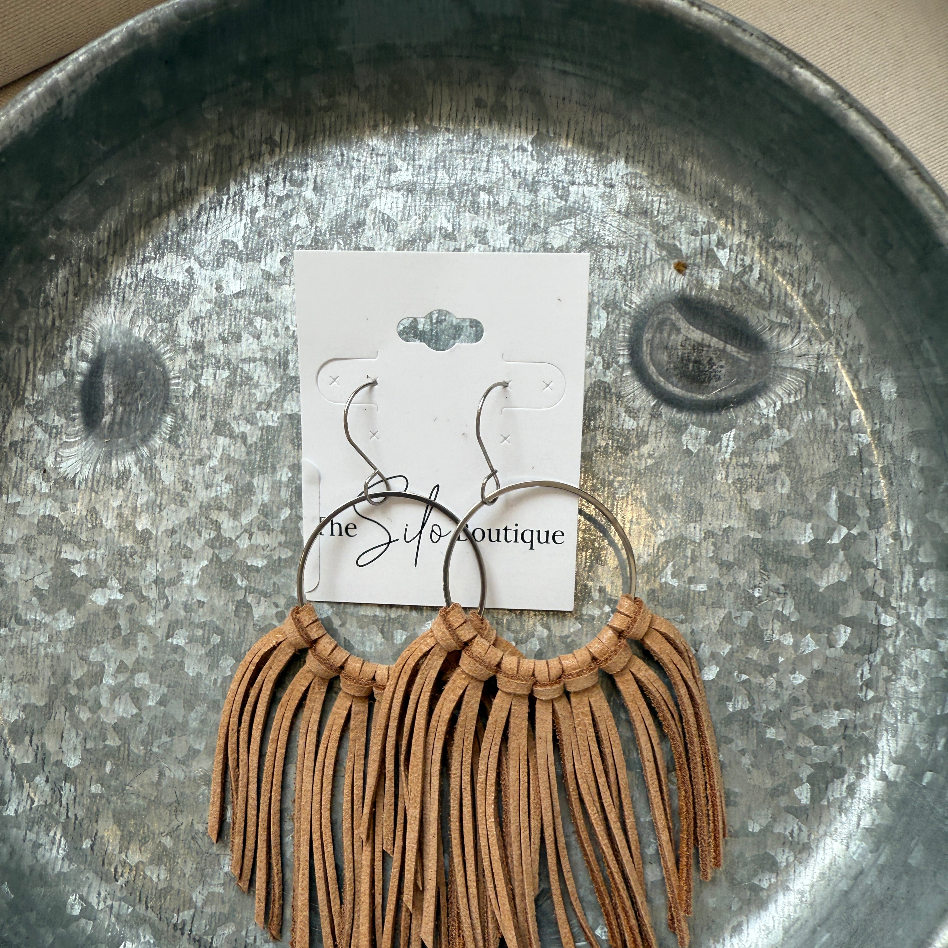 Cascade Fringe Hoops Earrings-Camel-Earrings-fringe with faith-The Silo Boutique, Women's Fashion Boutique Located in Warren and Grand Forks North Dakota