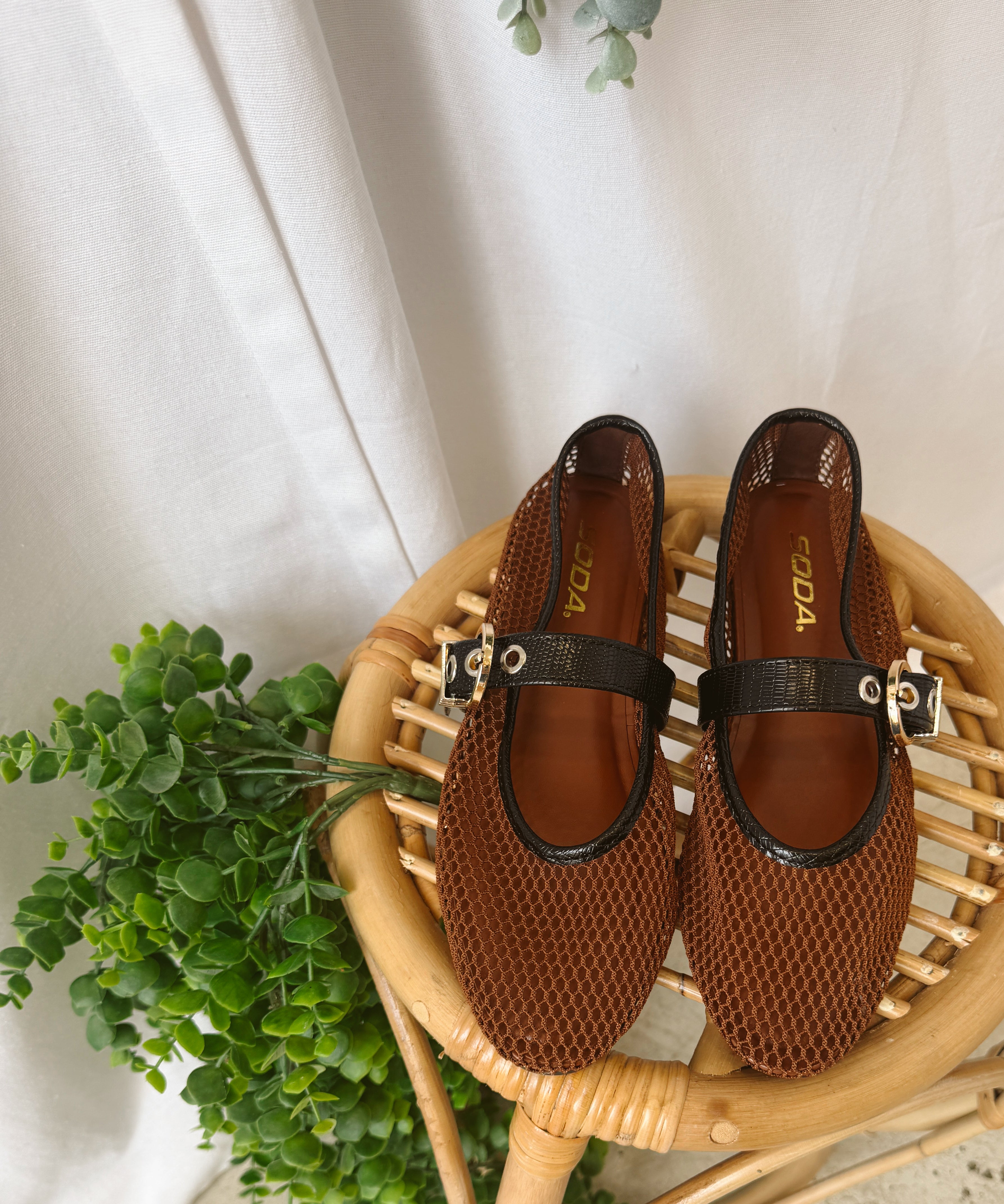 Soda Marker Mesh Shoes-Brown Black-Sandals-soda-The Silo Boutique, Women's Fashion Boutique Located in Warren and Grand Forks North Dakota
