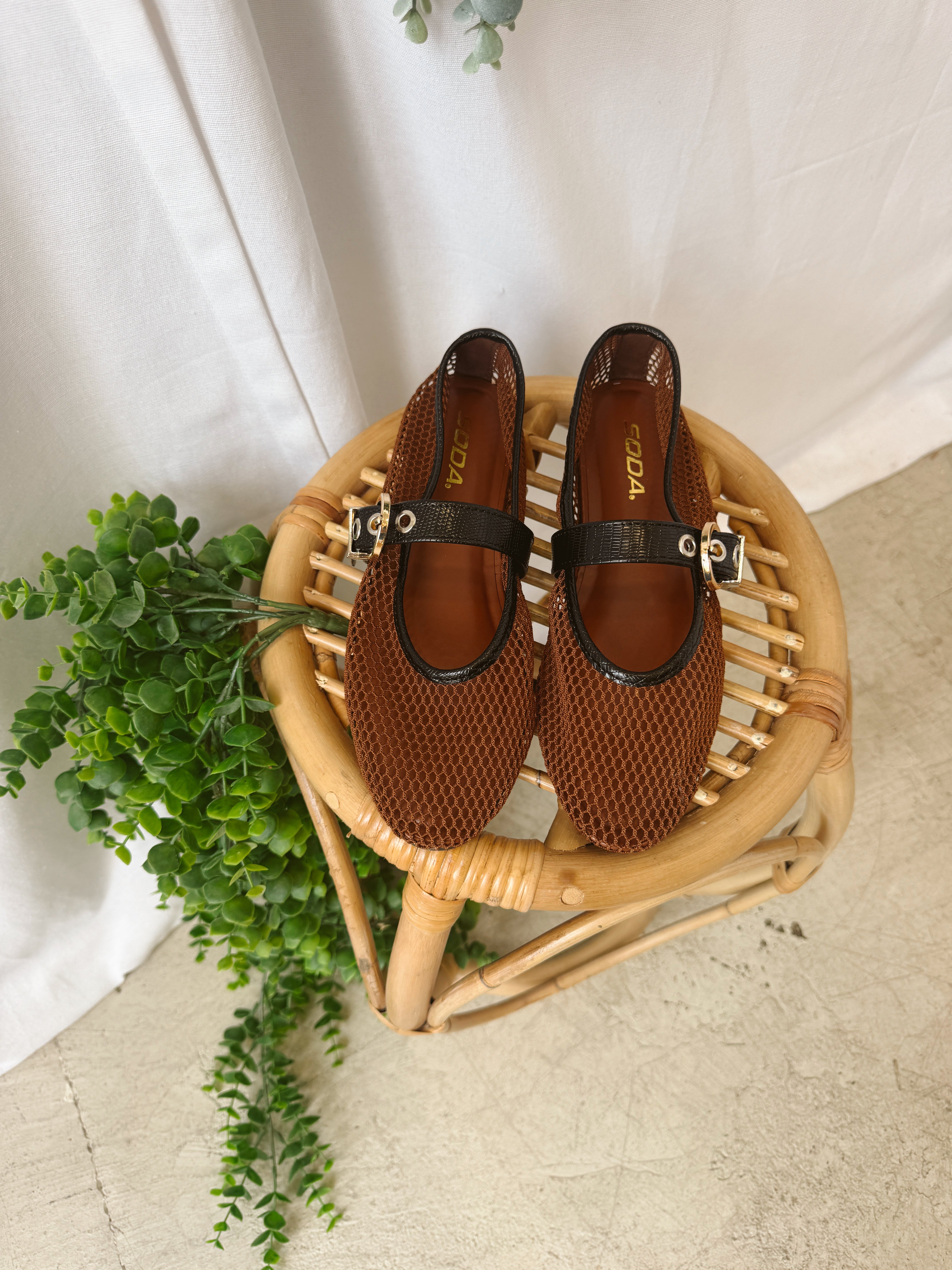 Soda Marker Mesh Shoes-Brown Black-Sandals-soda-The Silo Boutique, Women's Fashion Boutique Located in Warren and Grand Forks North Dakota