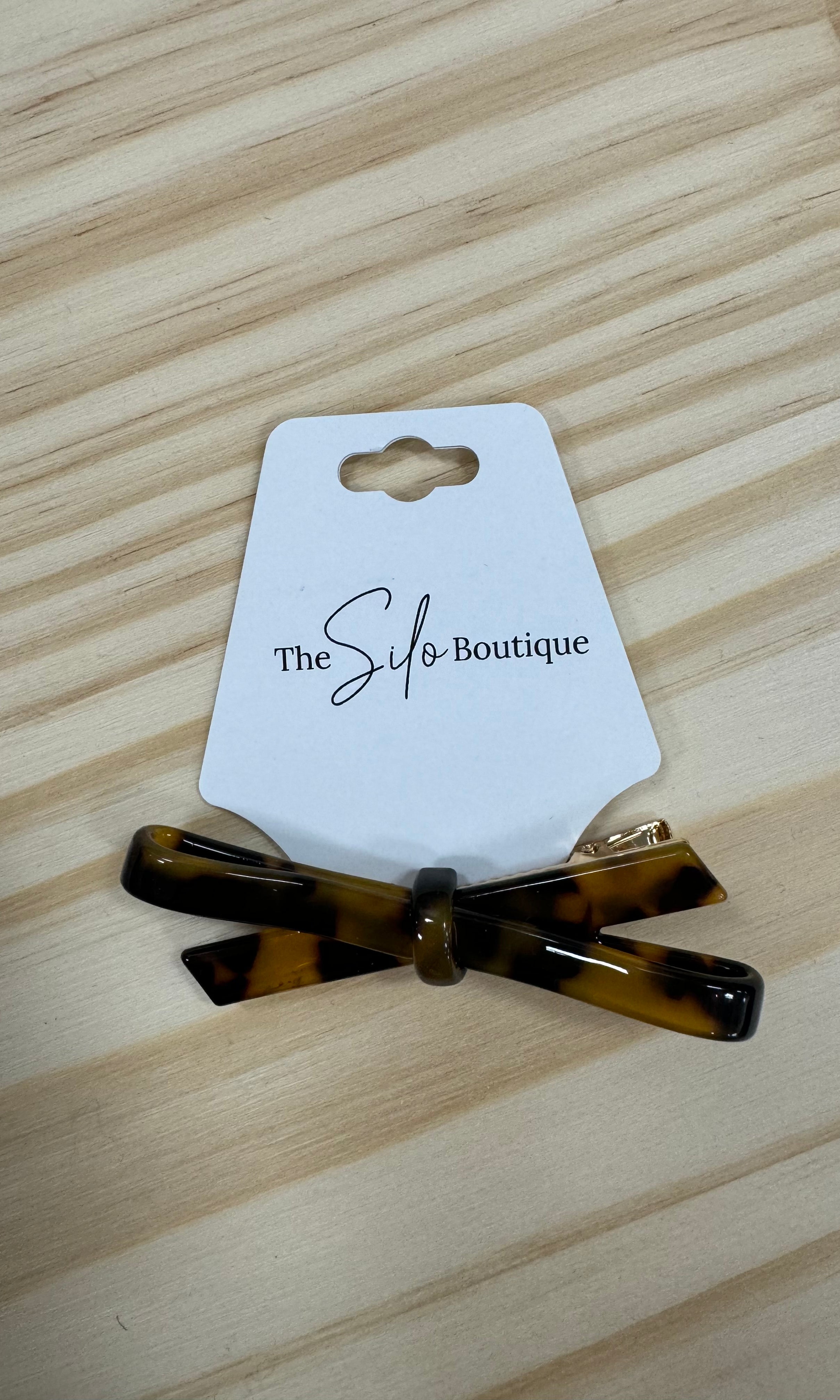 Acetate Hair Pin Bow Clip-Hair Accessories-wall to wall-The Silo Boutique, Women's Fashion Boutique Located in Warren and Grand Forks North Dakota