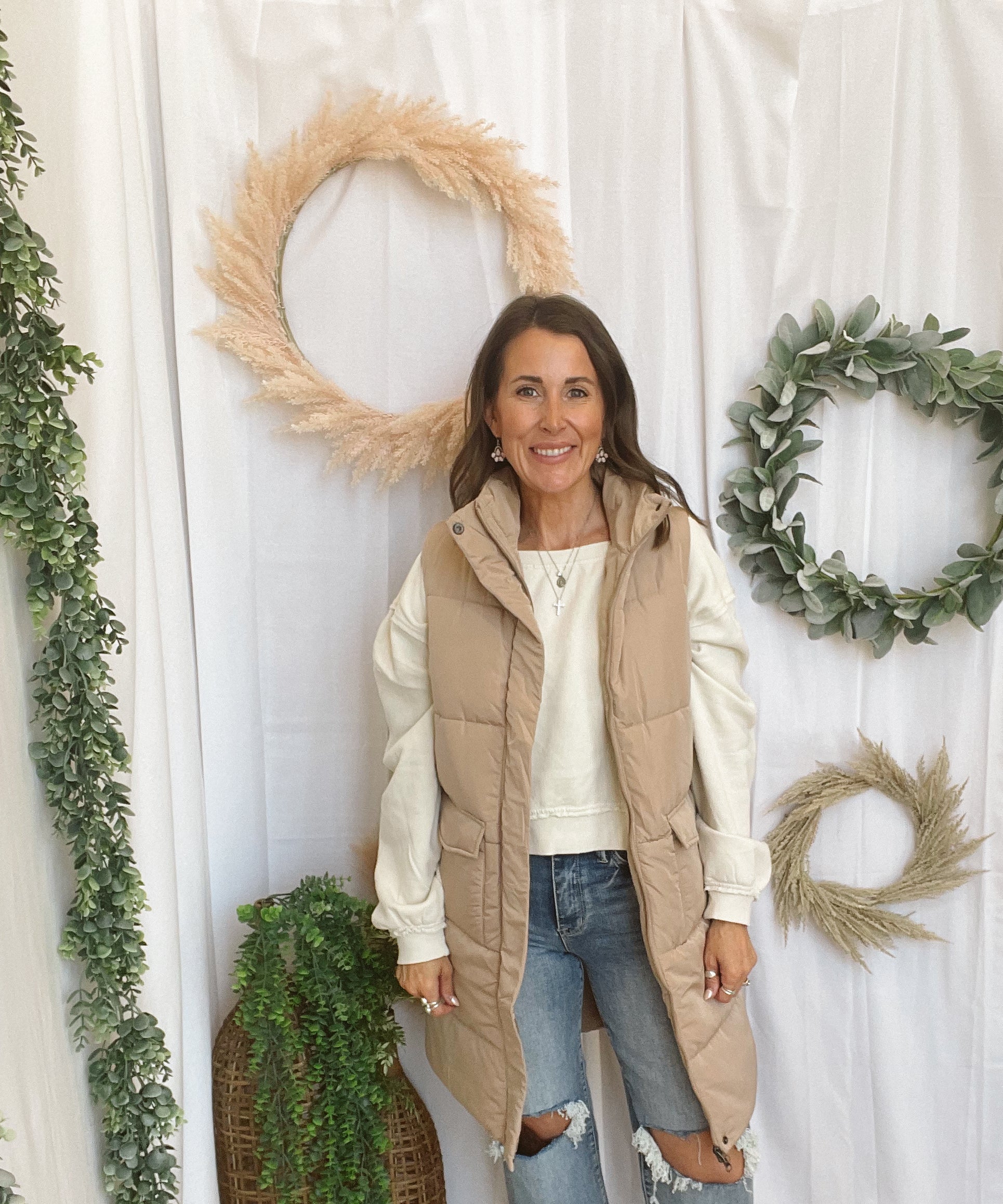 Panache Jenna Long Vest-Tan-Vests-panache-The Silo Boutique, Women's Fashion Boutique Located in Warren and Grand Forks North Dakota