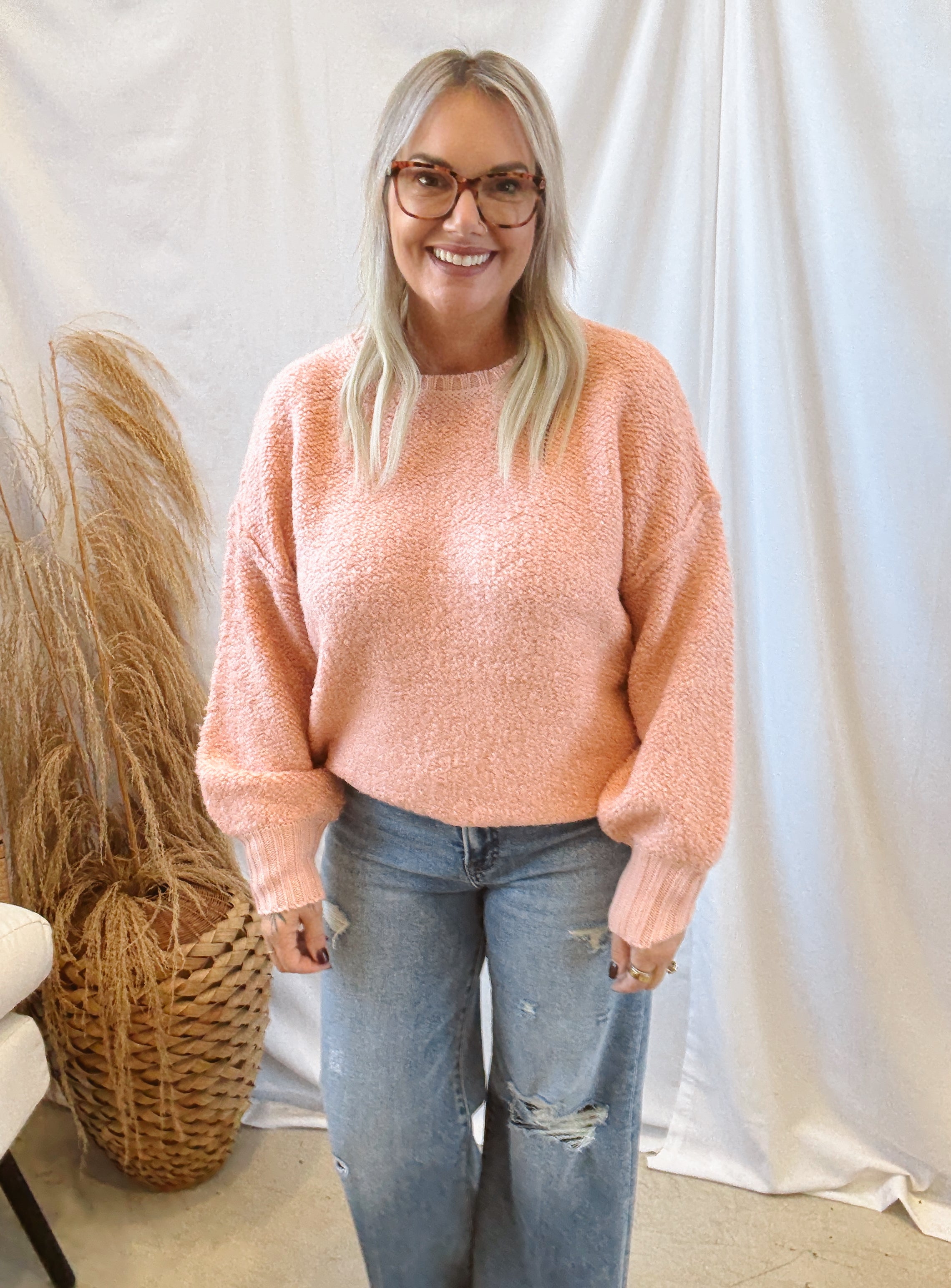 Sadie & Sage Karlie Sweater-Coral-Sweaters-sadie sage-The Silo Boutique, Women's Fashion Boutique Located in Warren and Grand Forks North Dakota