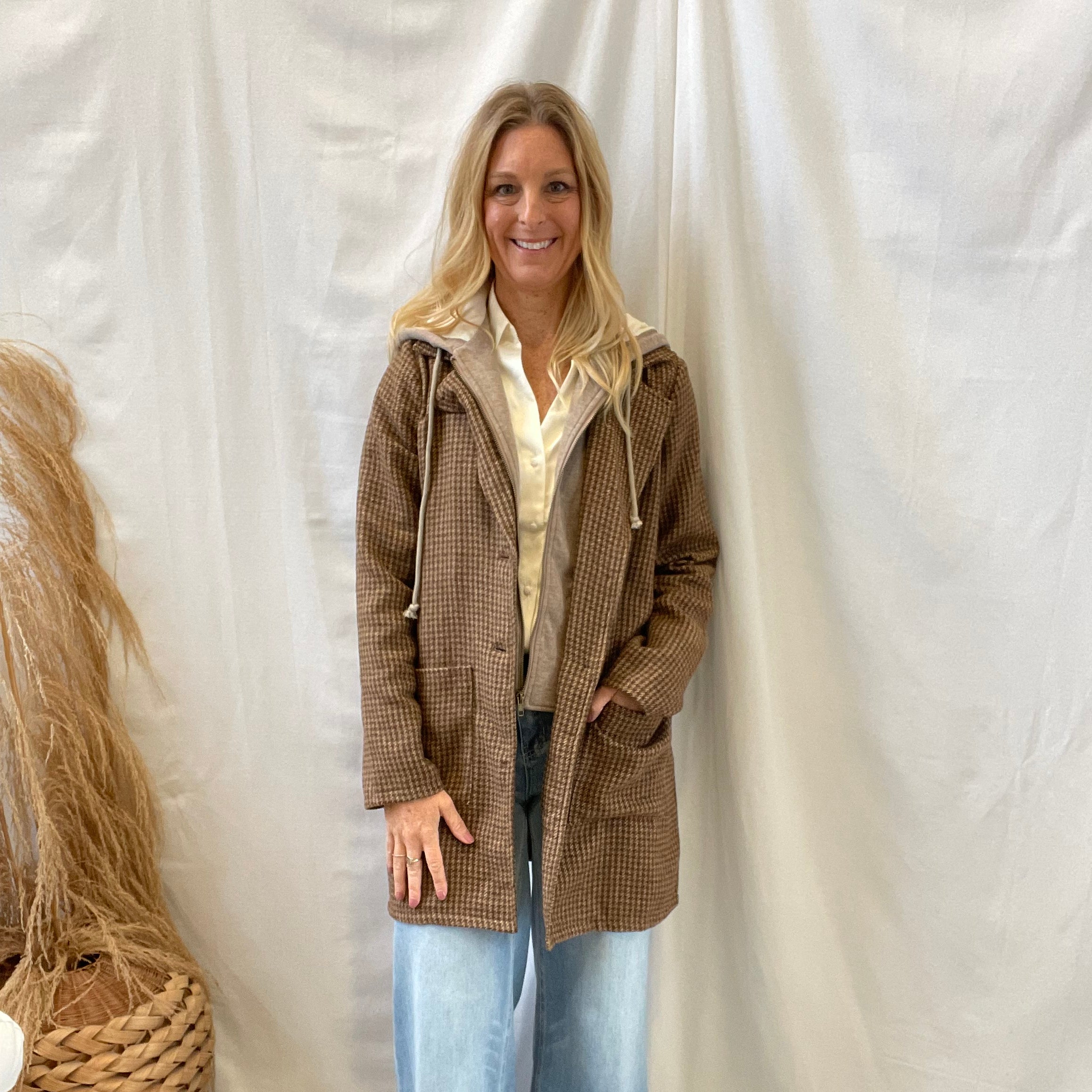 Caramel Twofer Jacket-Blazers-hem and thread-The Silo Boutique, Women's Fashion Boutique Located in Warren and Grand Forks North Dakota