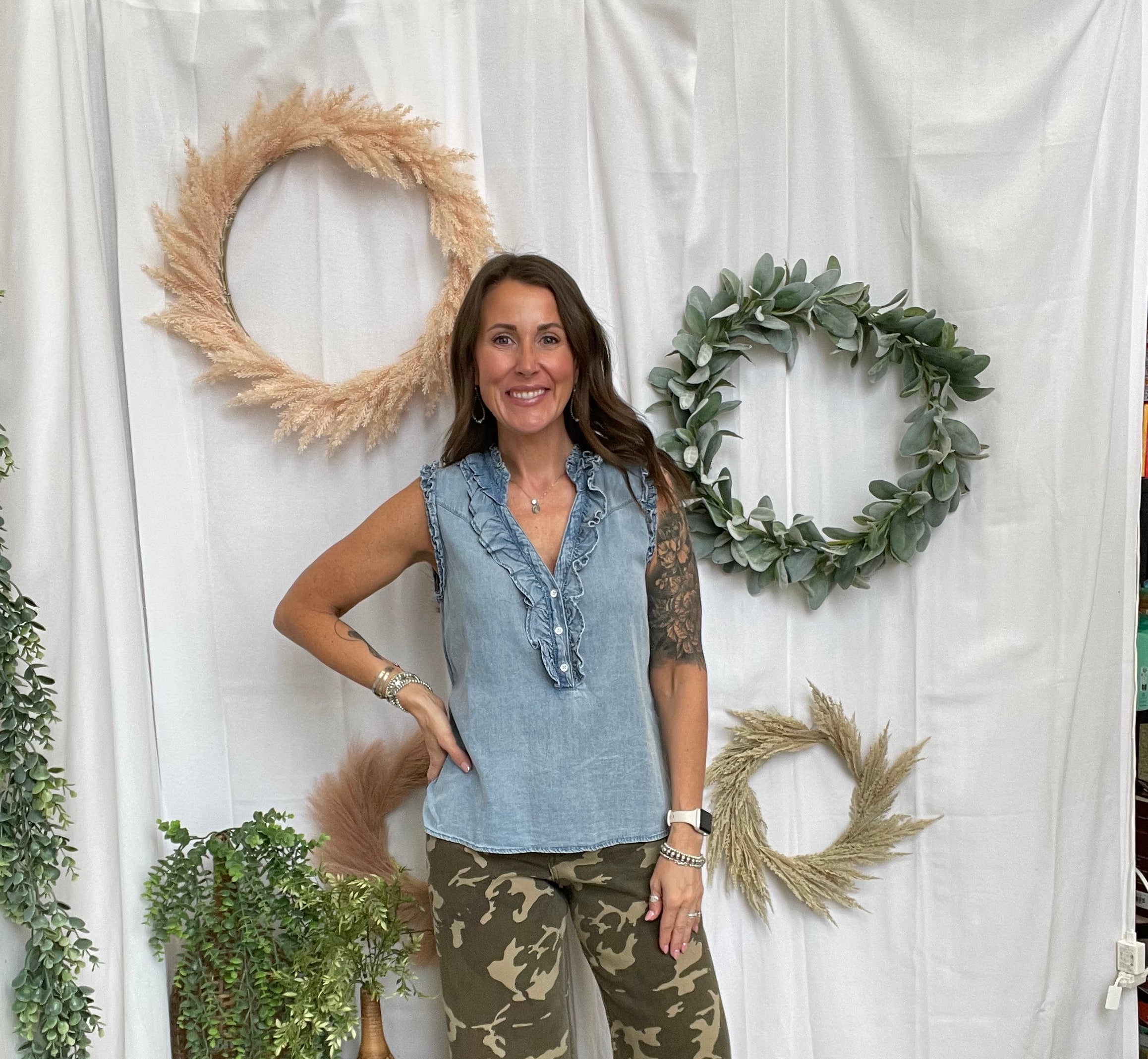 The Bella Denim Tank Top-Tank Tops-eesome-The Silo Boutique, Women's Fashion Boutique Located in Warren and Grand Forks North Dakota