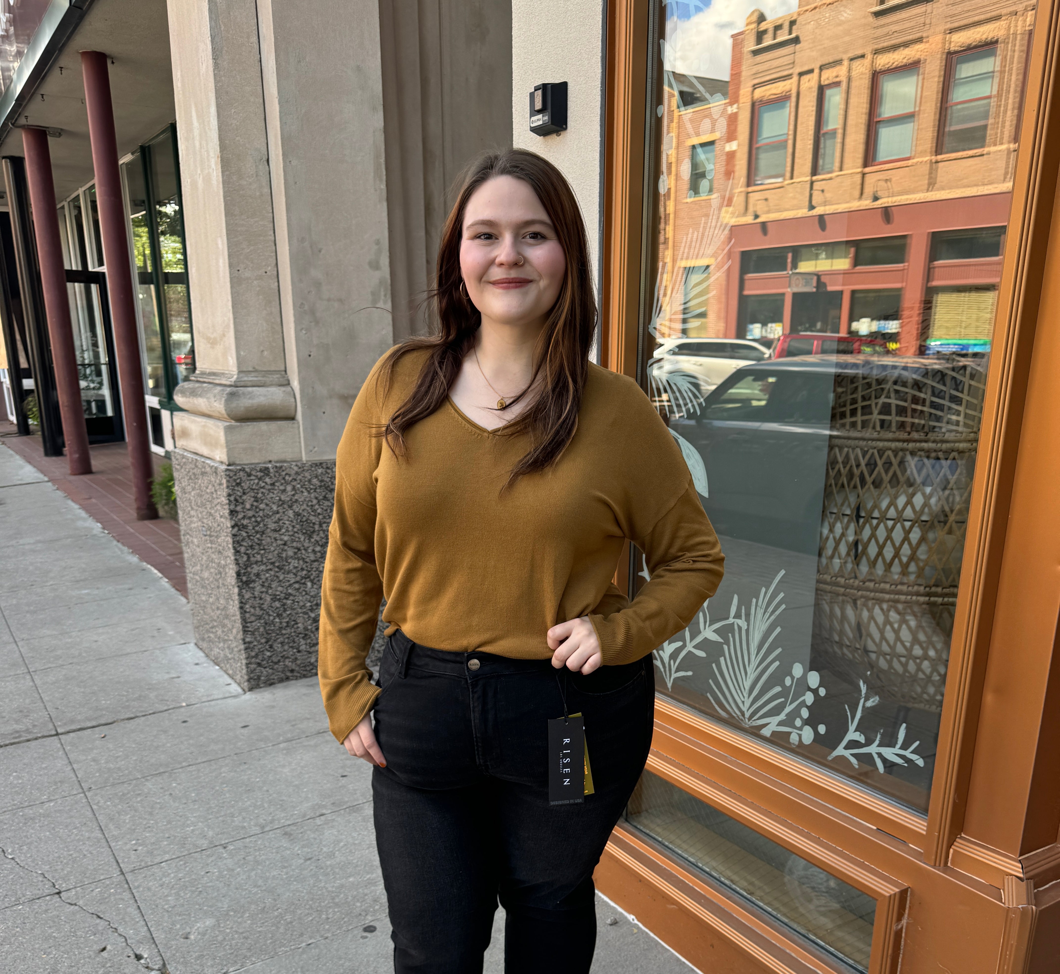 Cool V-Neck Long Sleeve Sweater-Golden Rod-Sweaters-be cool-The Silo Boutique, Women's Fashion Boutique Located in Warren and Grand Forks North Dakota