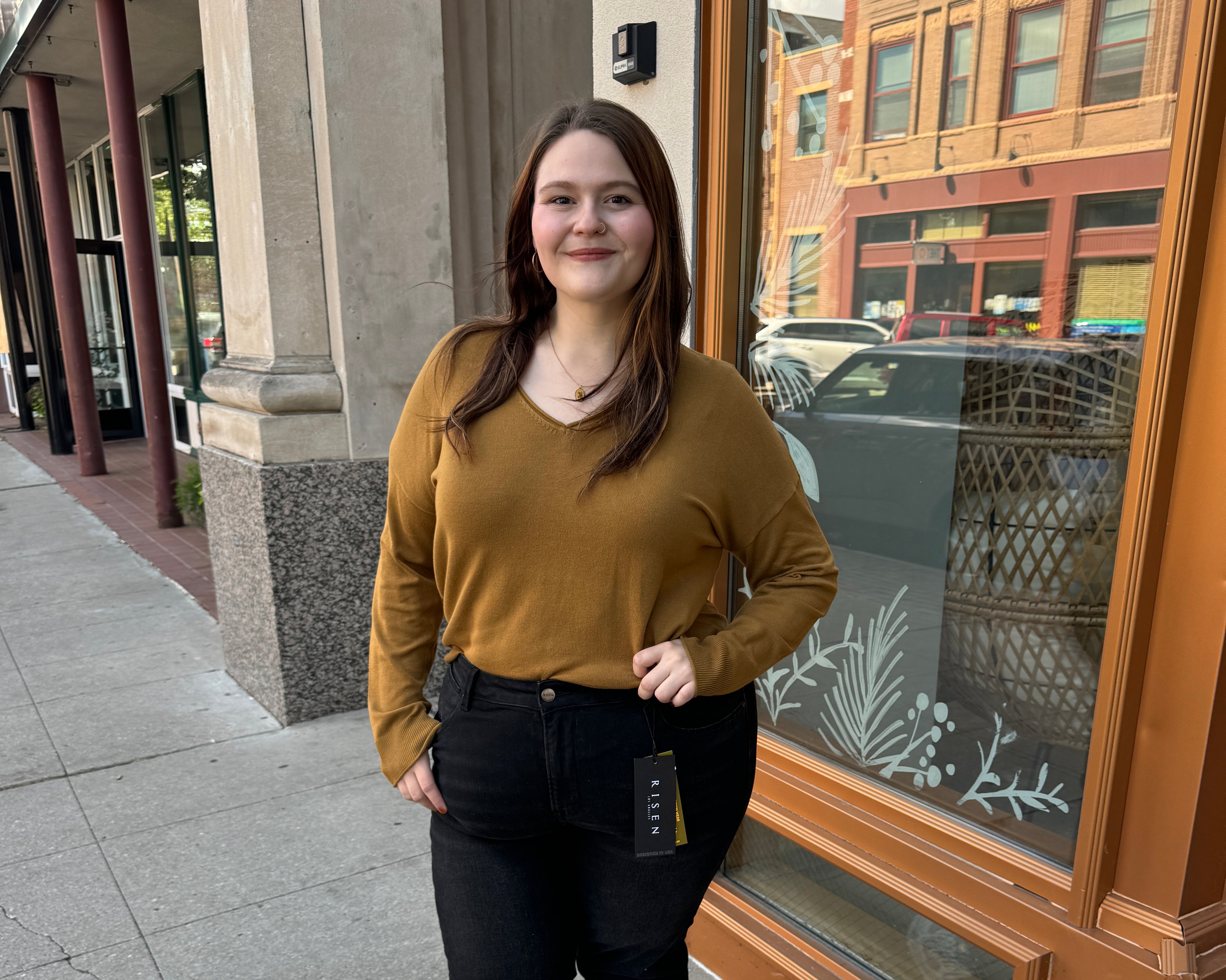Cool V-Neck Long Sleeve Sweater-Golden Rod-Sweaters-be cool-The Silo Boutique, Women's Fashion Boutique Located in Warren and Grand Forks North Dakota