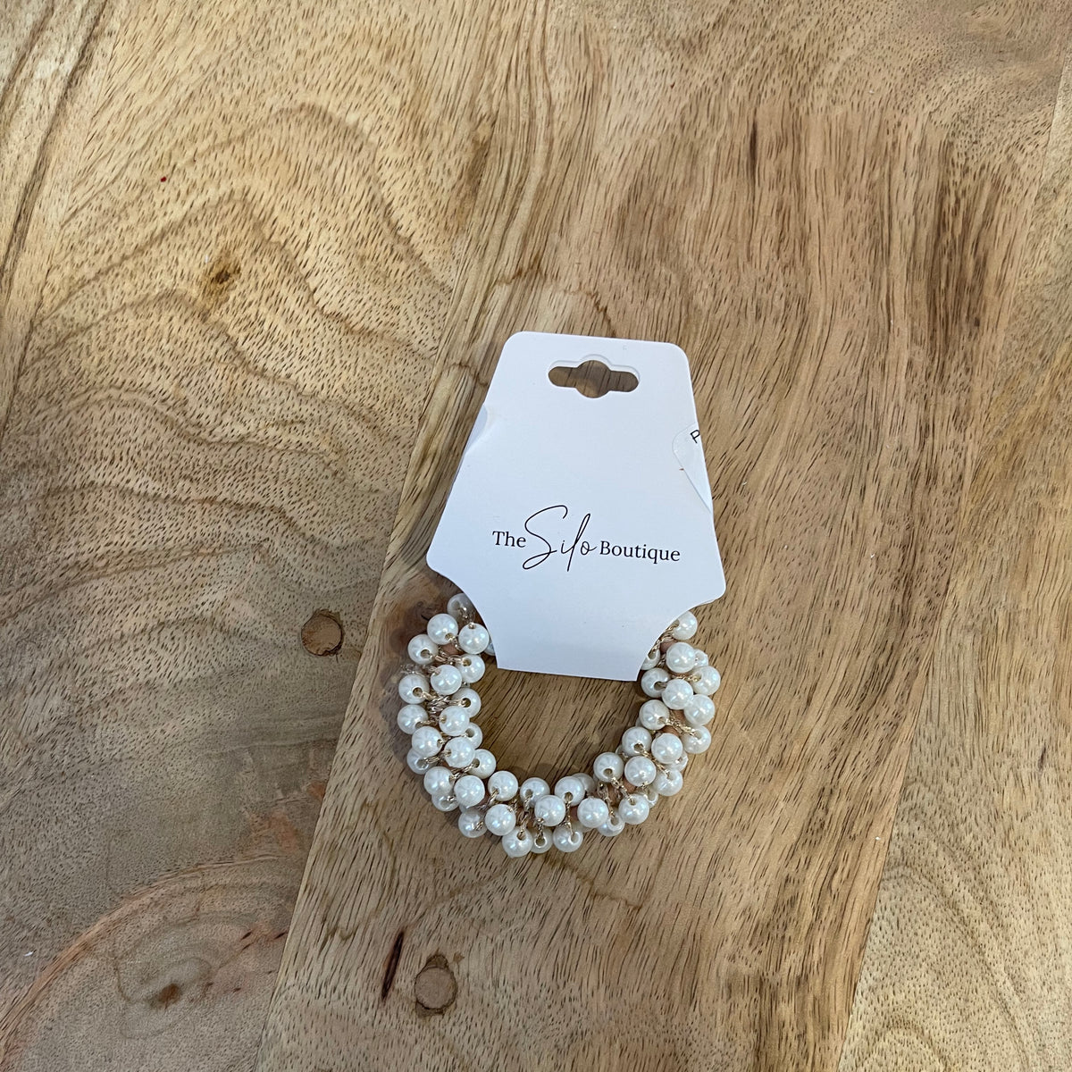 Pearl Nude Cluster Pony Holder-Hair Accessories-city-The Silo Boutique, Women's Fashion Boutique Located in Warren and Grand Forks North Dakota
