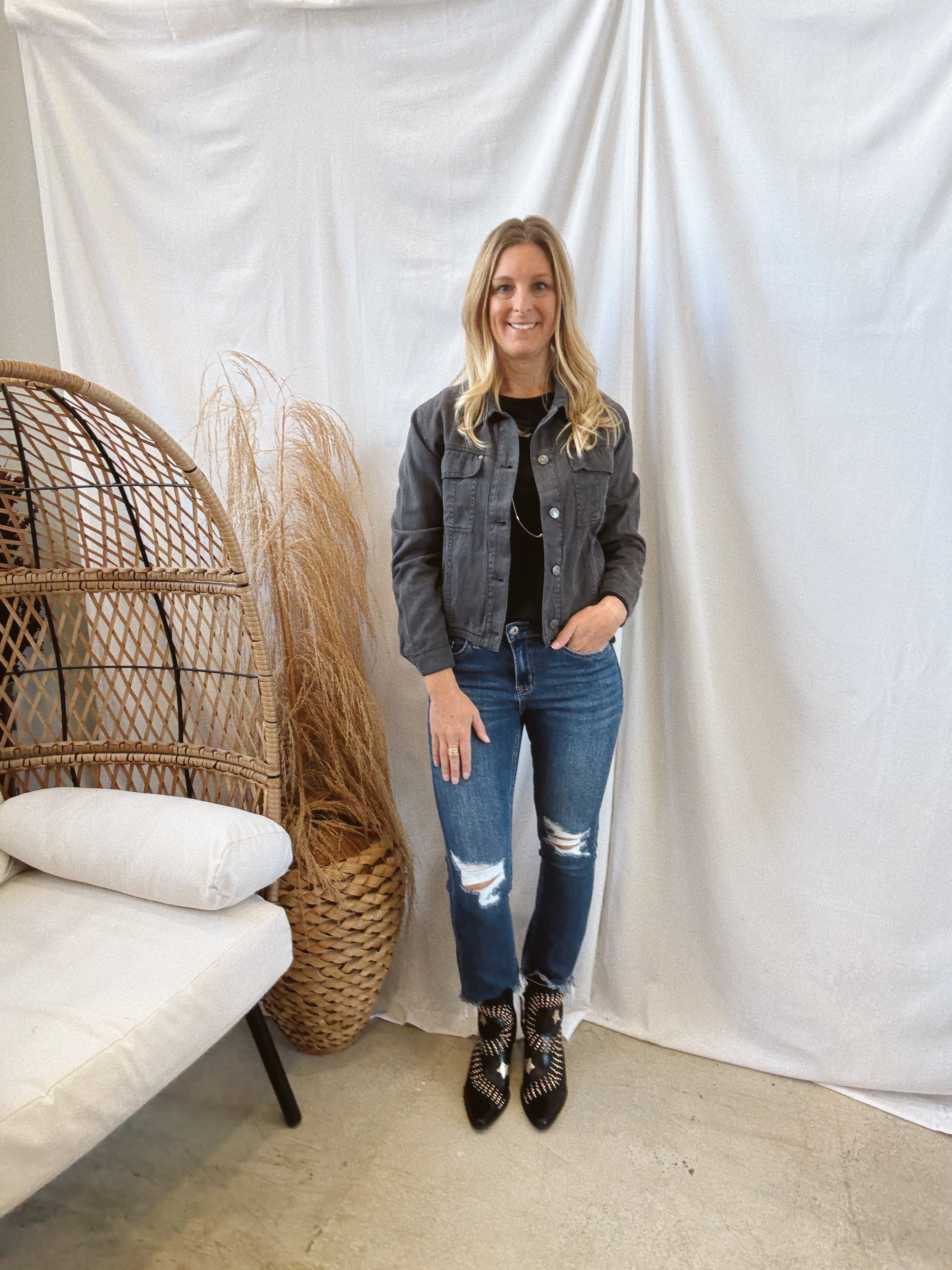 Mica Scotch Blue Bite Hem Jeans-Final Sale-Jeans-mica-The Silo Boutique, Women's Fashion Boutique Located in Warren and Grand Forks North Dakota