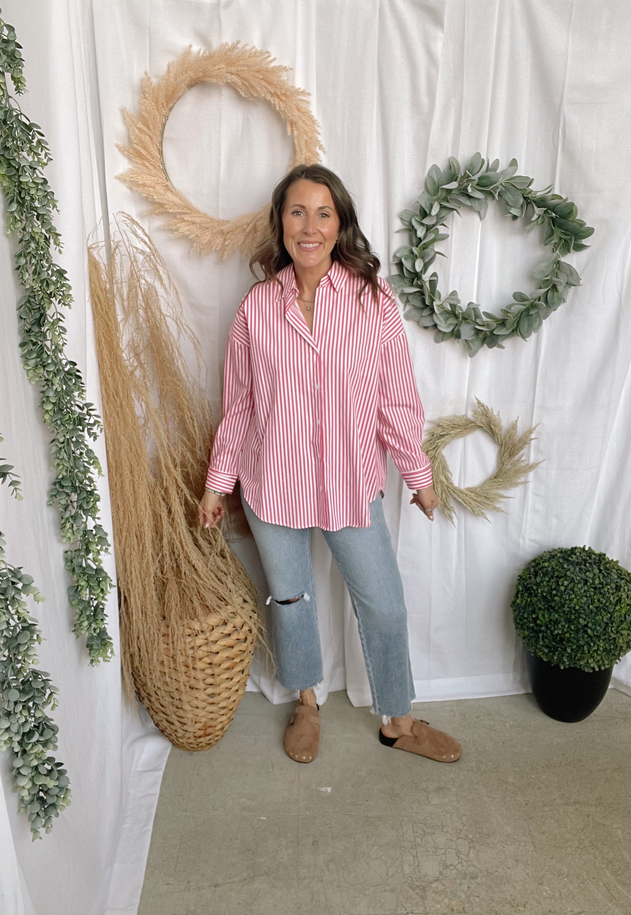 Elizabeth Button Down Top-Hot Pink-Final Sale-Long Sleeve Tops-hyfve-The Silo Boutique, Women's Fashion Boutique Located in Warren and Grand Forks North Dakota