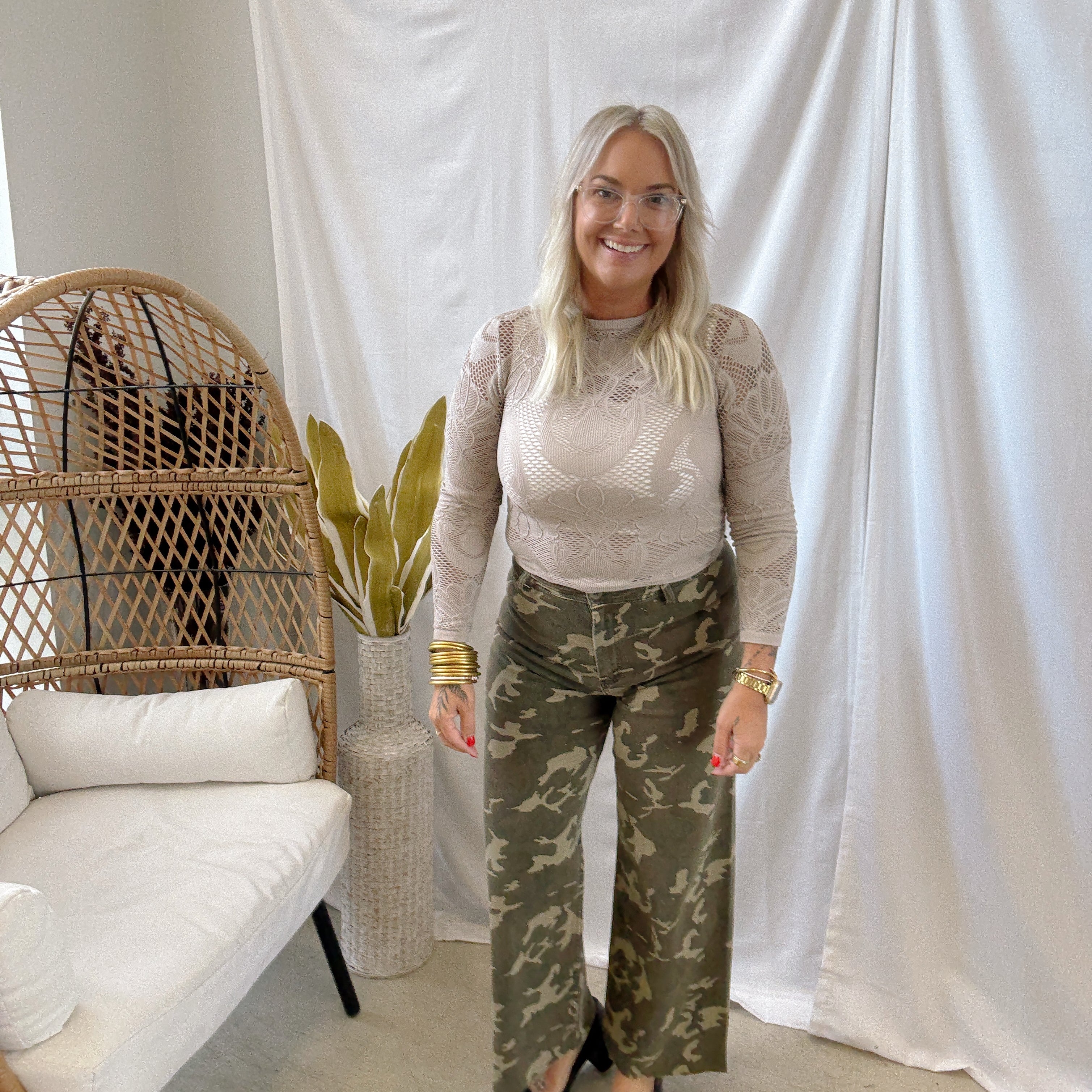 Knit Seamless Jacquard Top-Mocha-Long Sleeve Tops-by together-The Silo Boutique, Women's Fashion Boutique Located in Warren and Grand Forks North Dakota