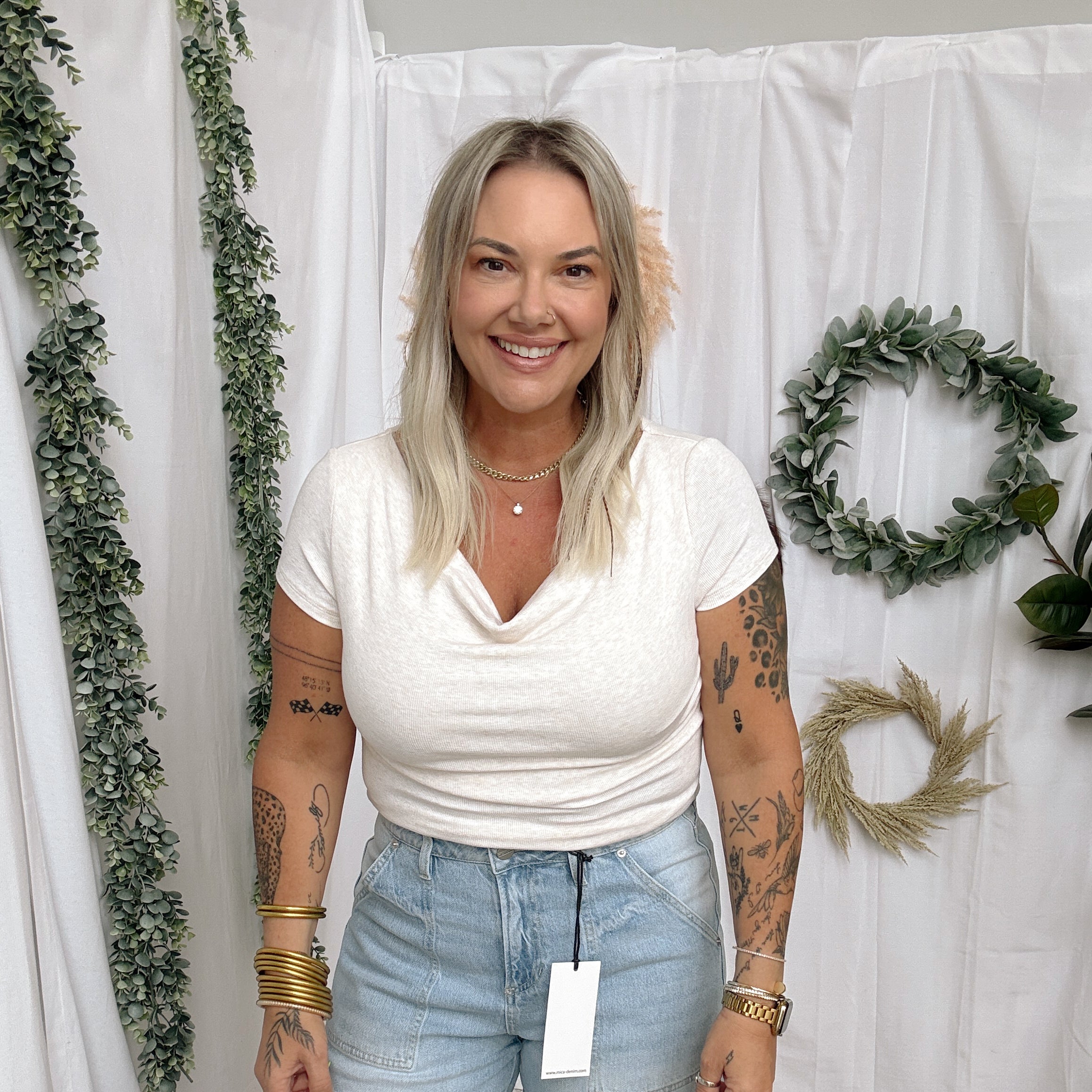 Oatmeal Cowlneck Top-Tank Tops-be cool-The Silo Boutique, Women's Fashion Boutique Located in Warren and Grand Forks North Dakota