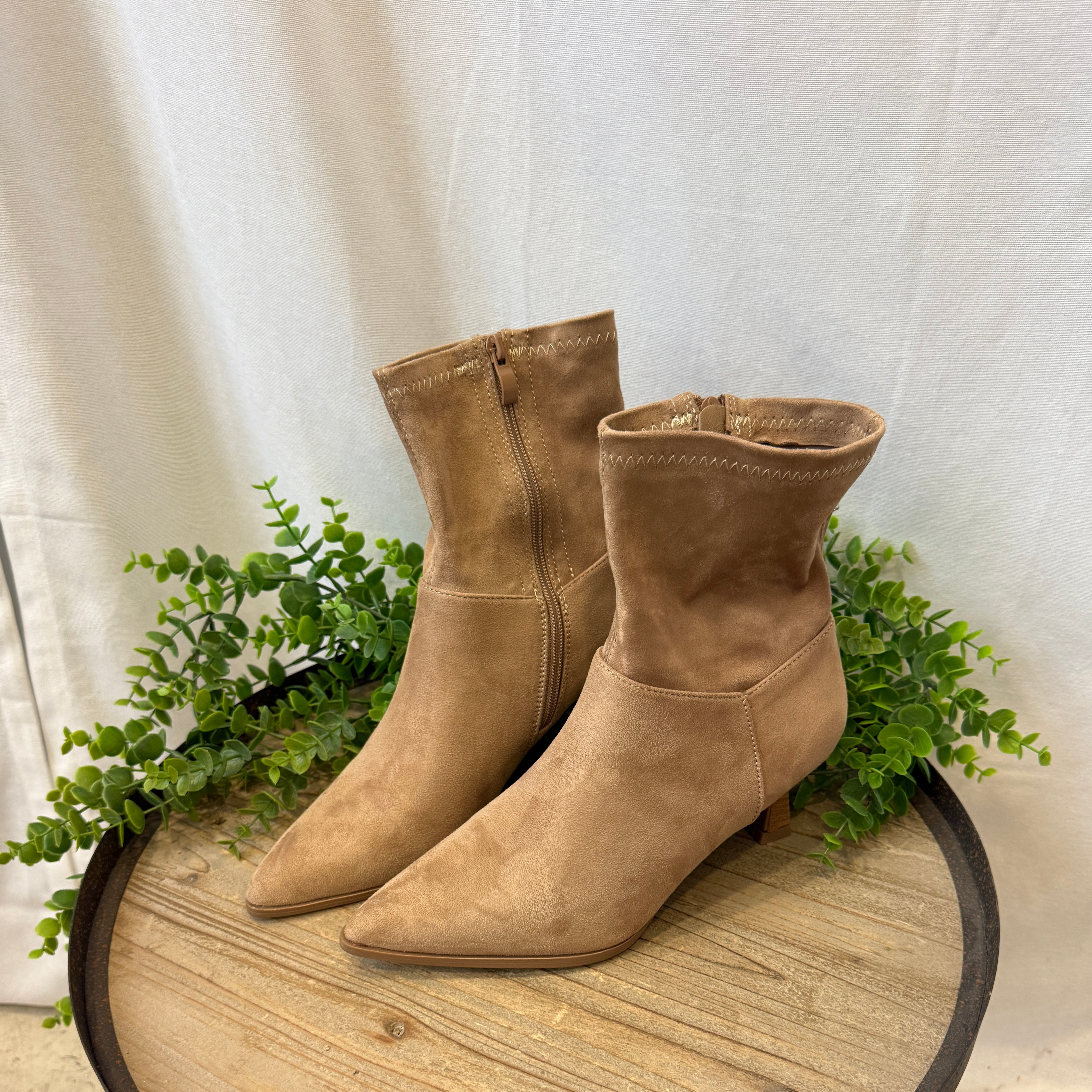 Hutton Kitten Heel Suede Boot-Tan-Final Sale-Boots-Forever Link-The Silo Boutique, Women's Fashion Boutique Located in Warren and Grand Forks North Dakota