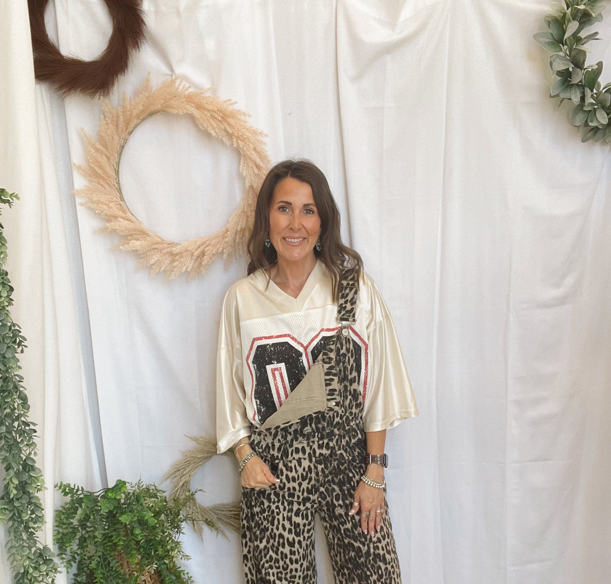 Janie Leopard Overalls-Jeans-eesome-The Silo Boutique, Women's Fashion Boutique Located in Warren and Grand Forks North Dakota